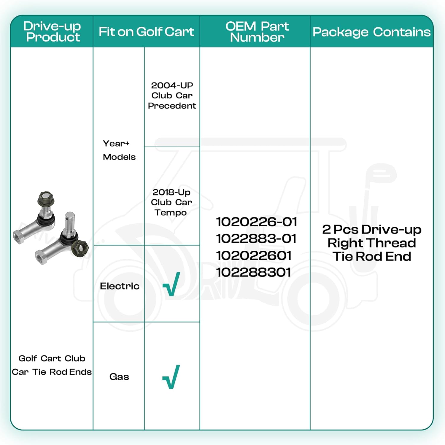 Club Car Precedent tie rod ends set — view 9
