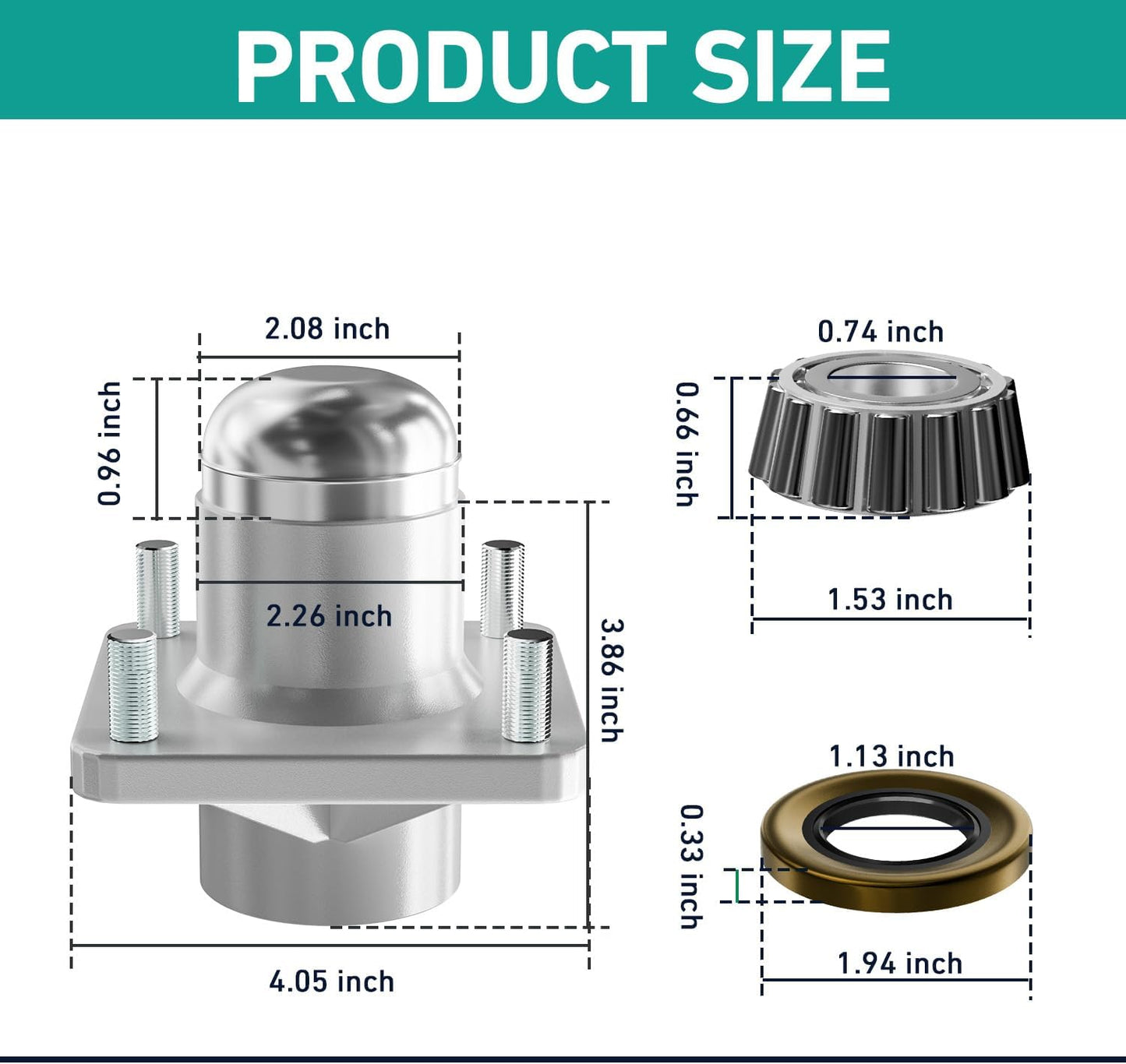 Club Car DS front hub assembly — view 4