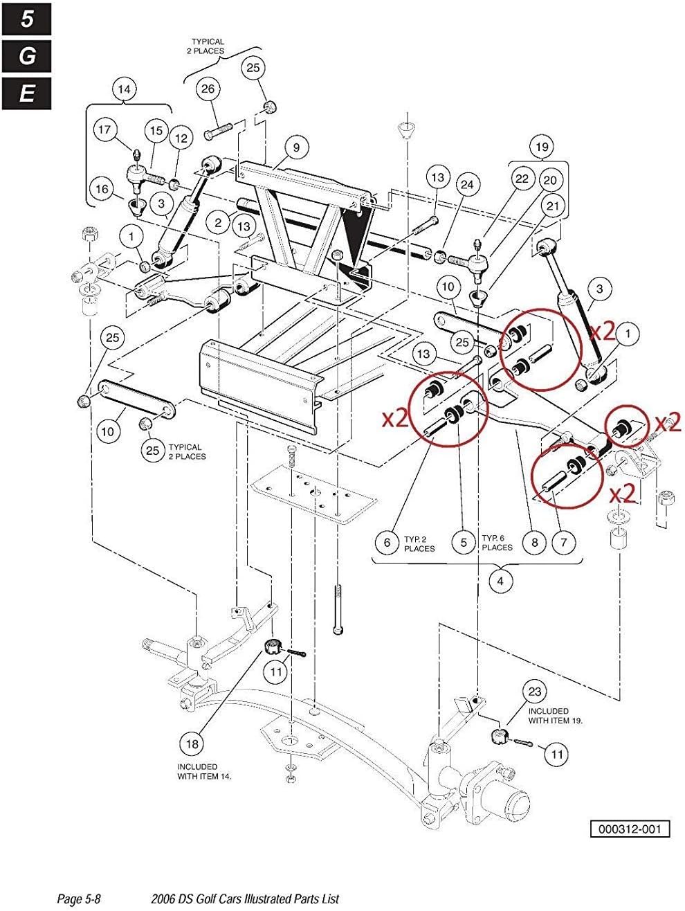 Club Car DS leaf spring bushing kit — view 6