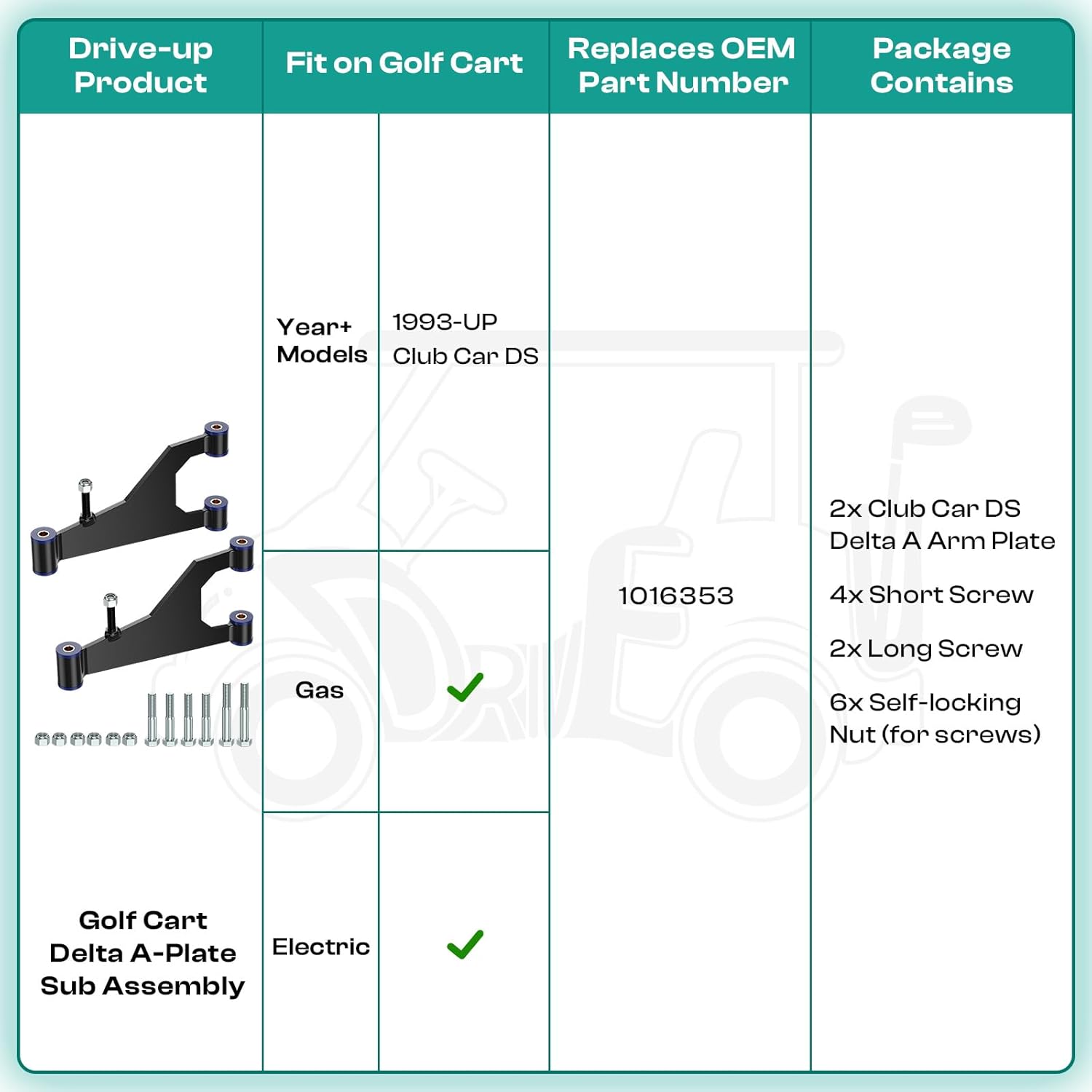 Club Car DS Delta A-plate assembly — view 8
