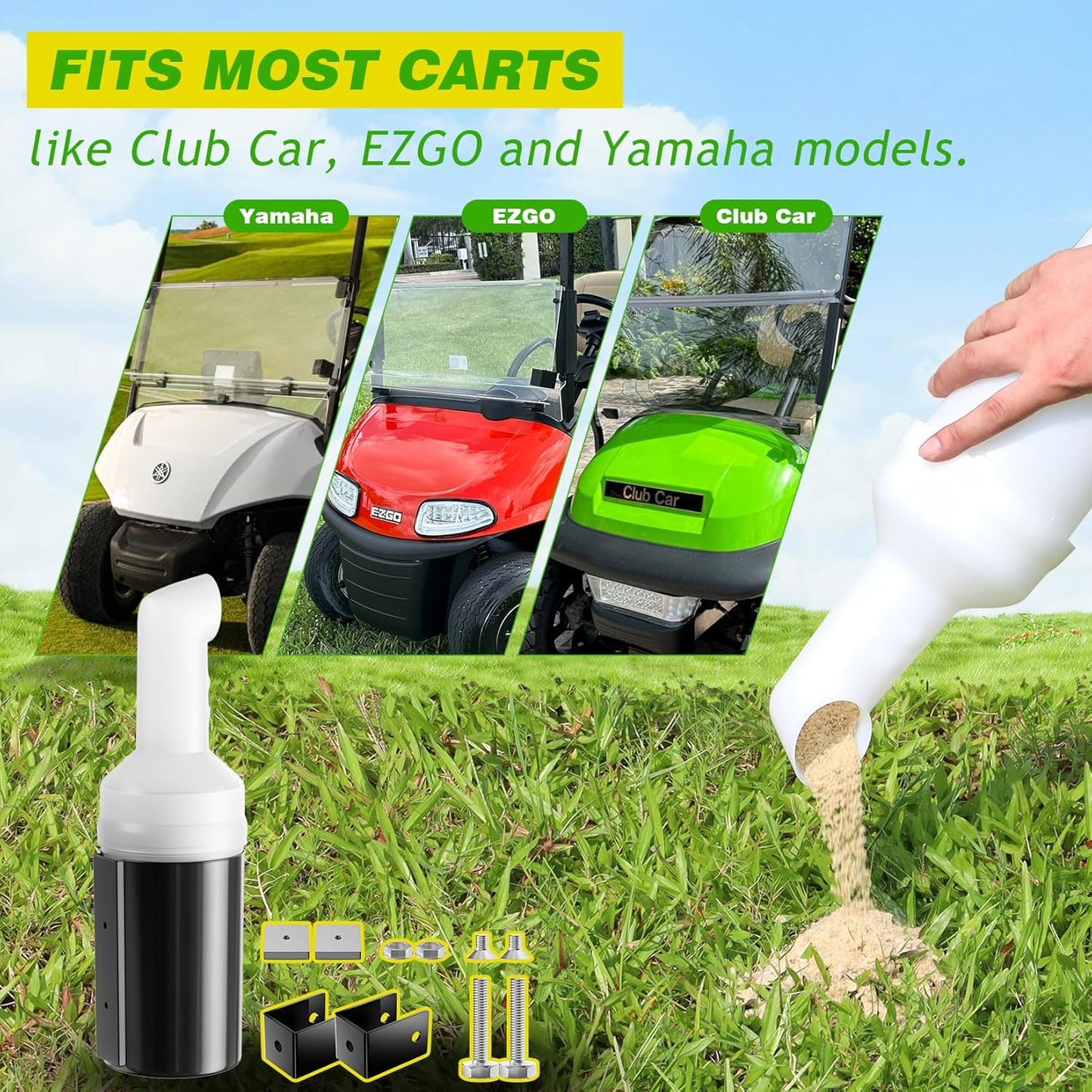 Golf cart sand bottle assembly — view 7