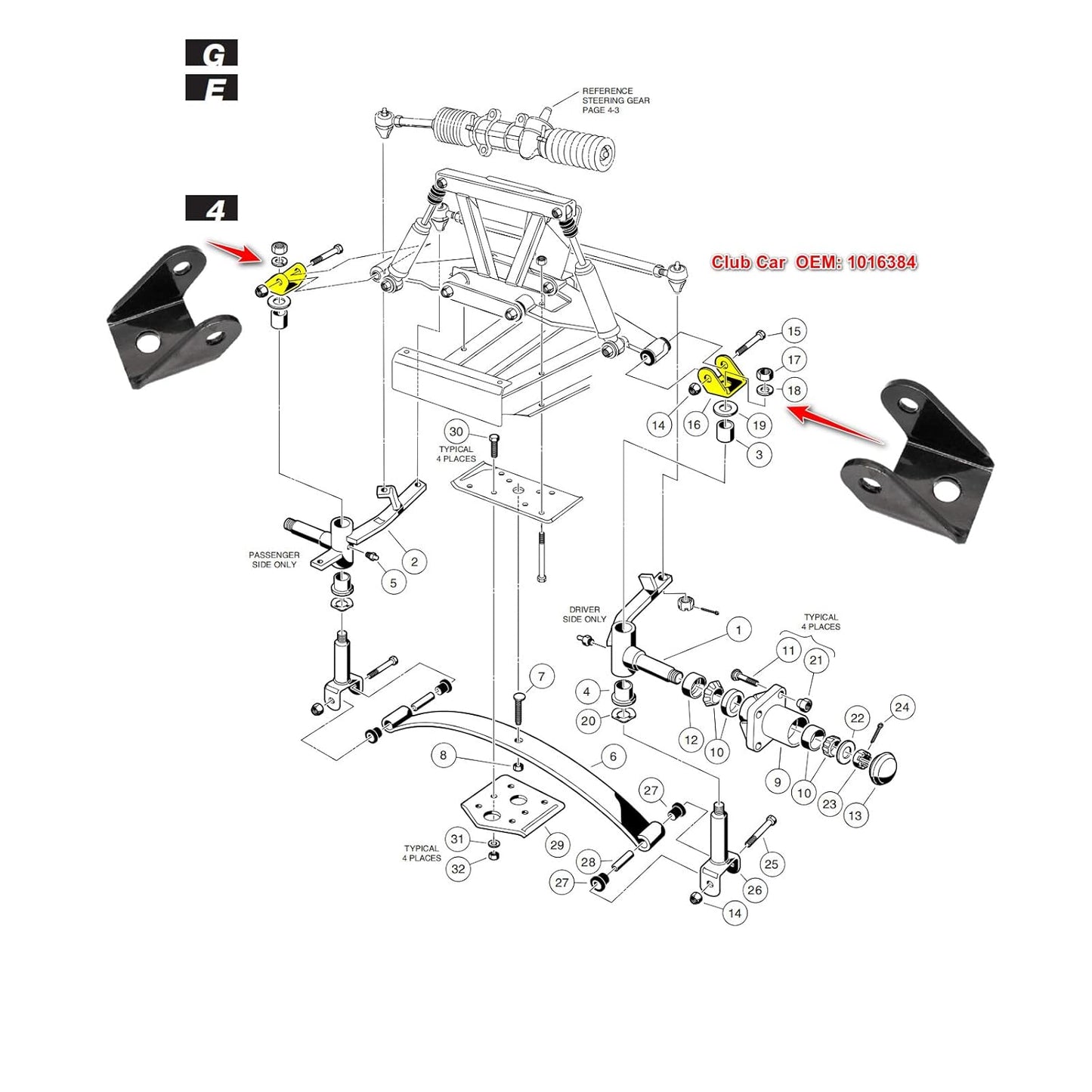 Club Car DS Delta upper clevis — view 6