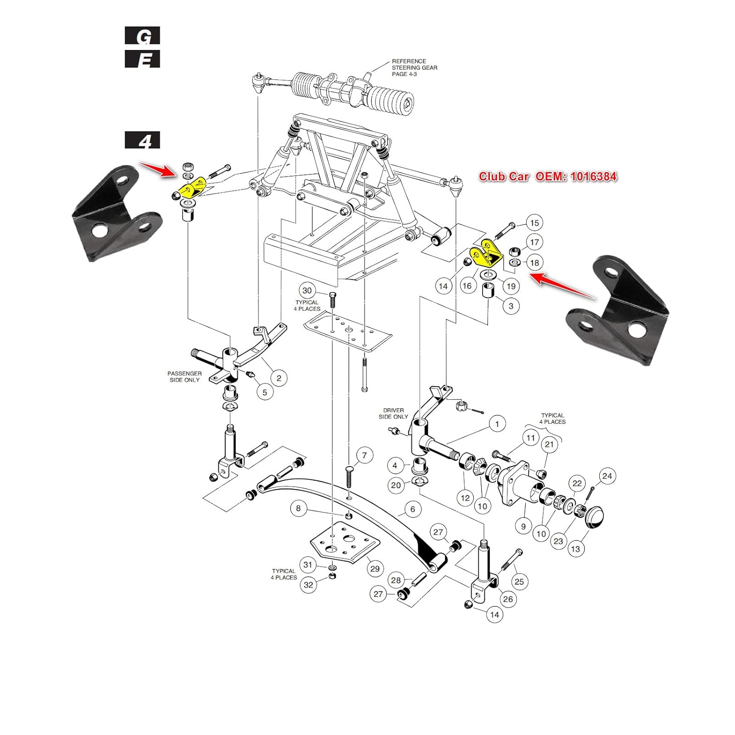 Club Car DS Delta upper clevis — view 6