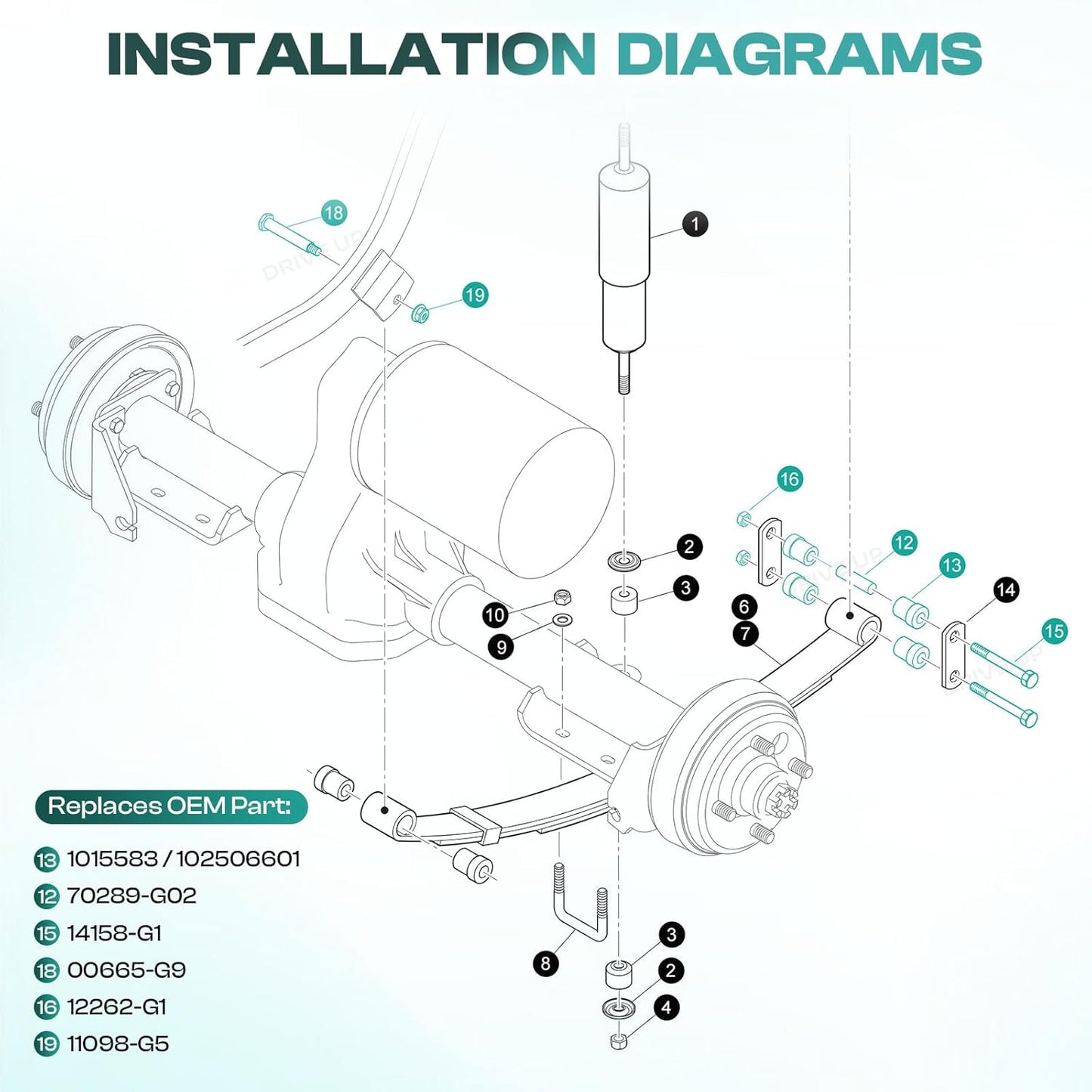 EZGO TXT rear leaf spring bushing kit — view 8