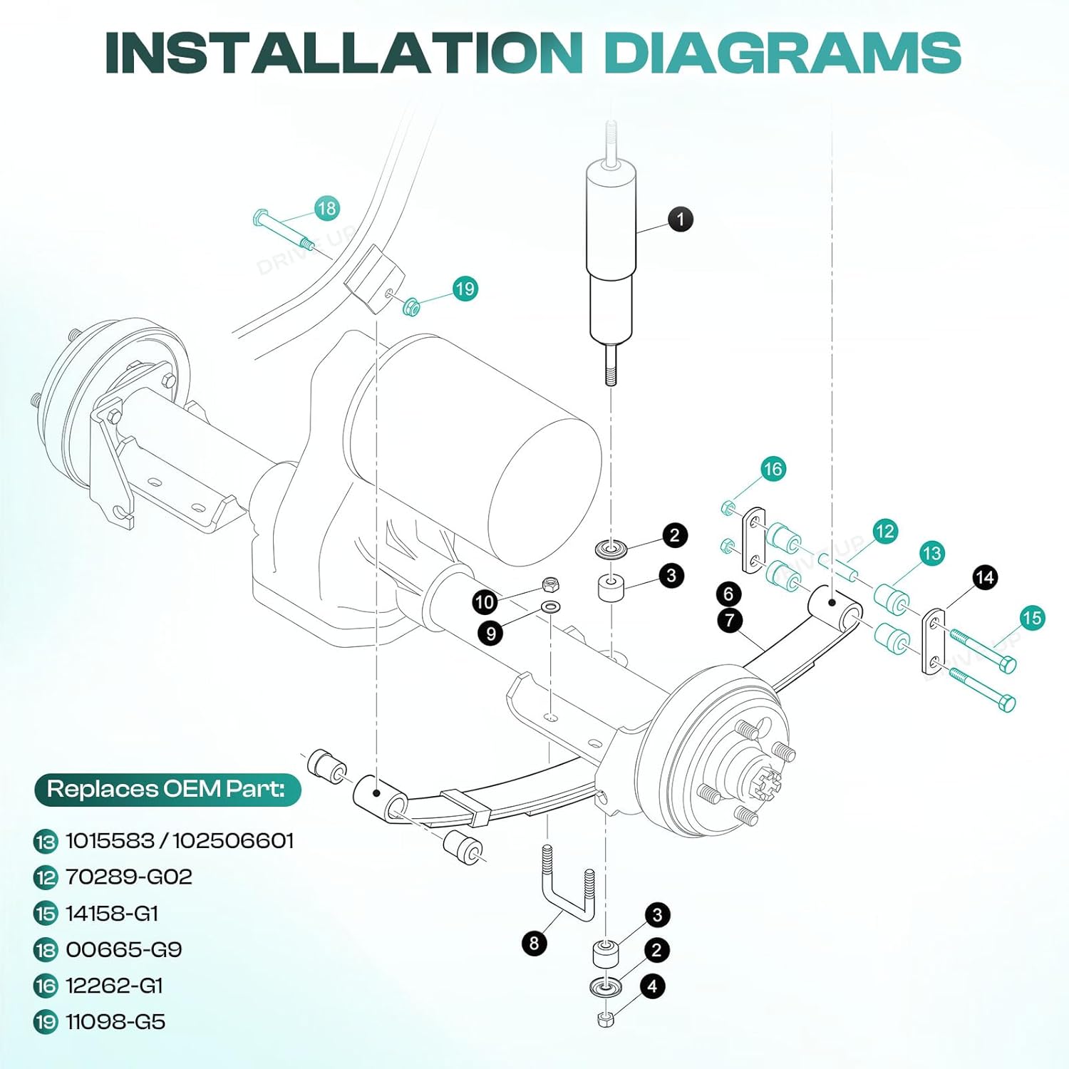 EZGO TXT rear leaf spring bushing kit — view 8