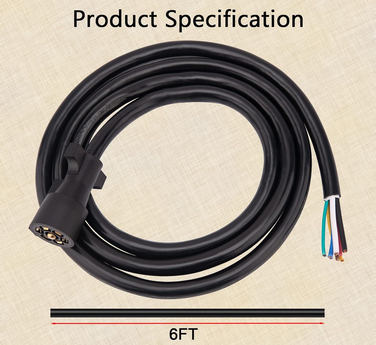 7 pin trailer wiring harness 6 feet — view 3