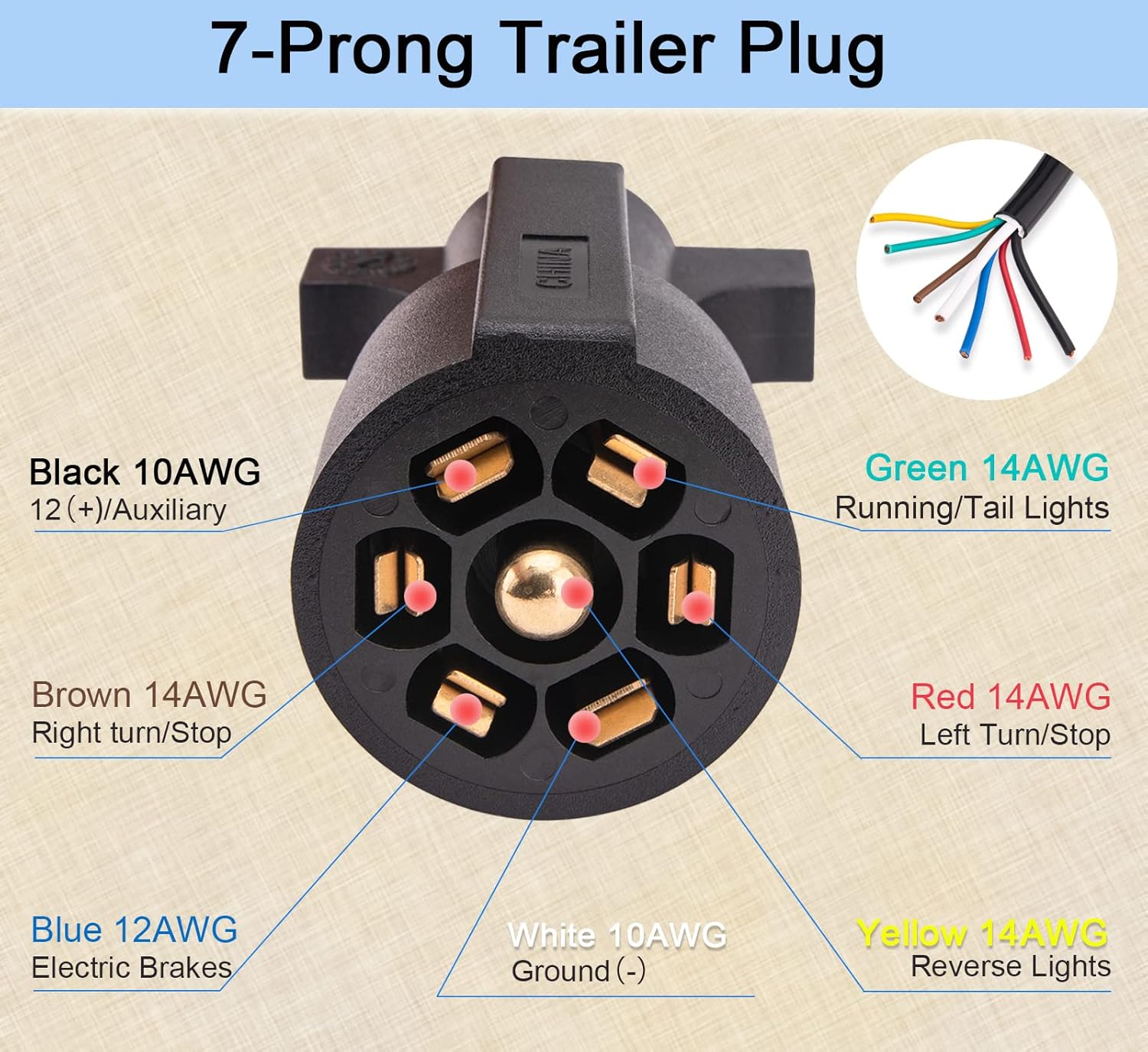 7 pin trailer wiring harness 6 feet — view 4