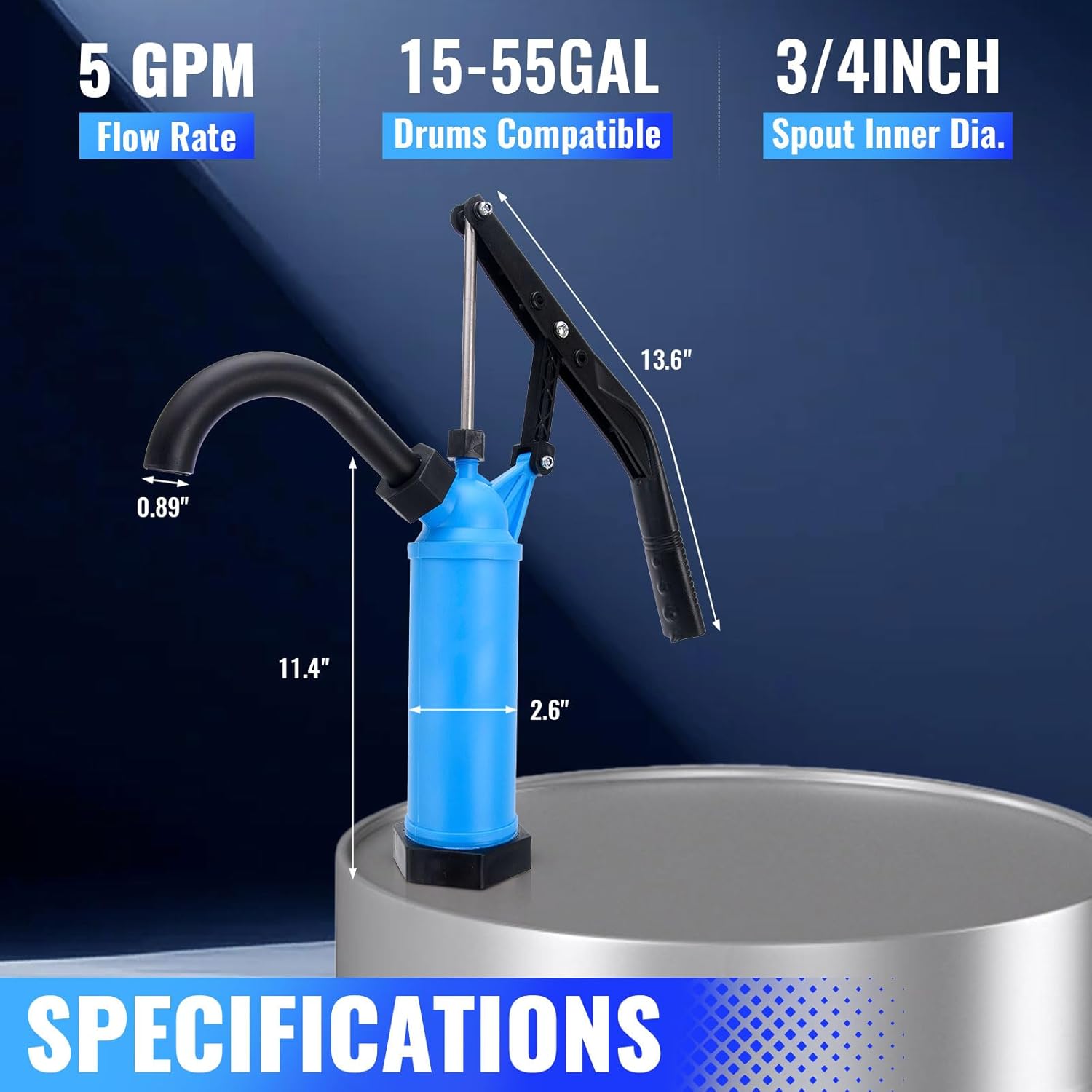55 gallon manual drum barrel pump — view 4