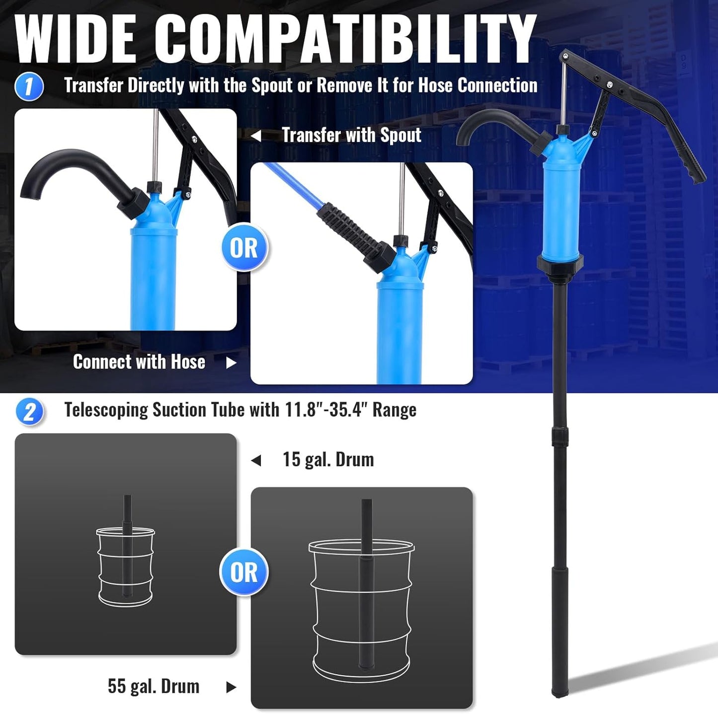 55 gallon manual drum barrel pump — view 7