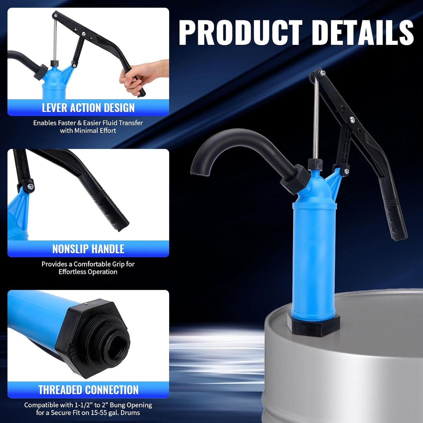 55 gallon manual drum barrel pump — view 8