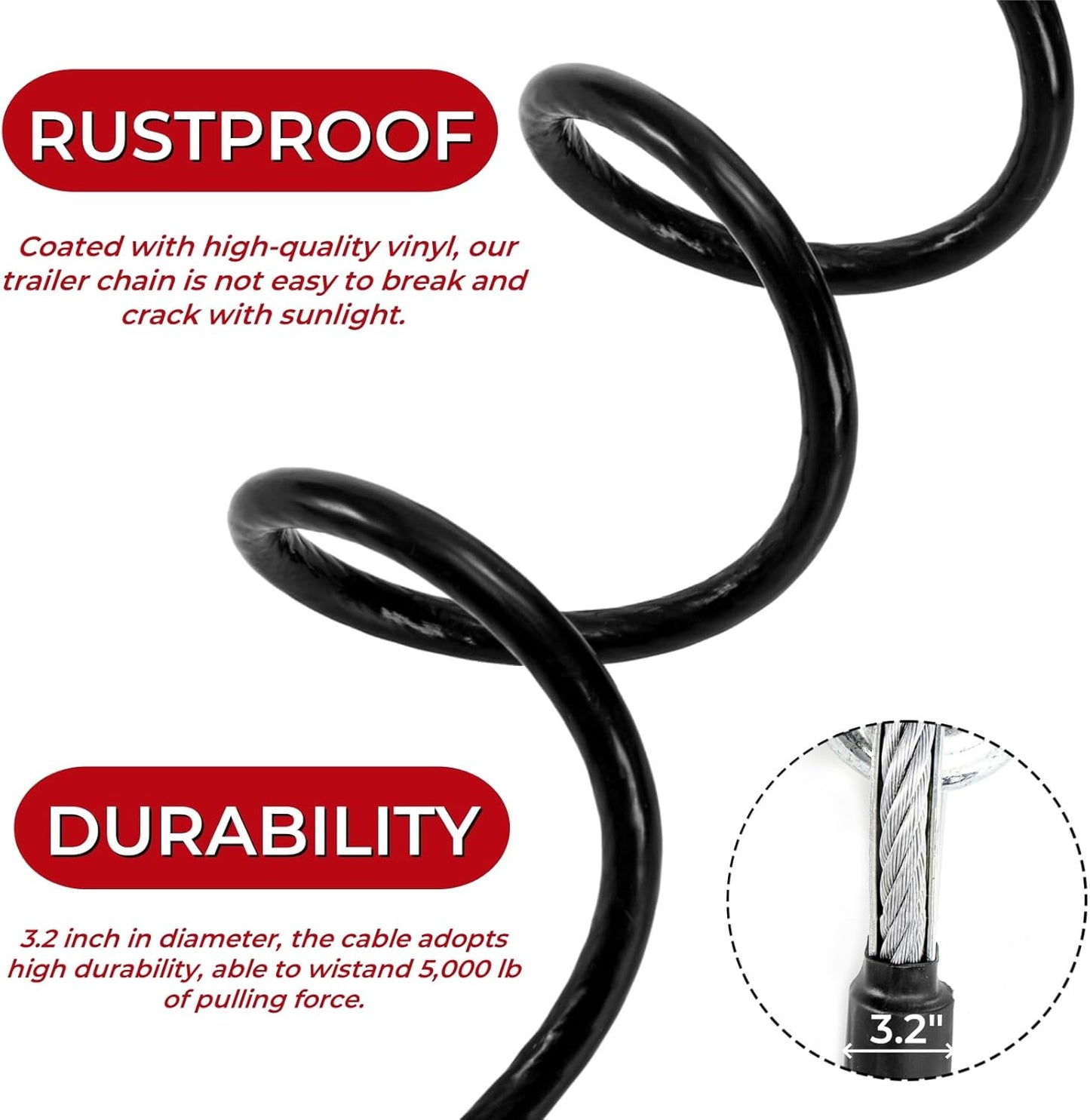 Trailer safety cables 44 inch — view 4