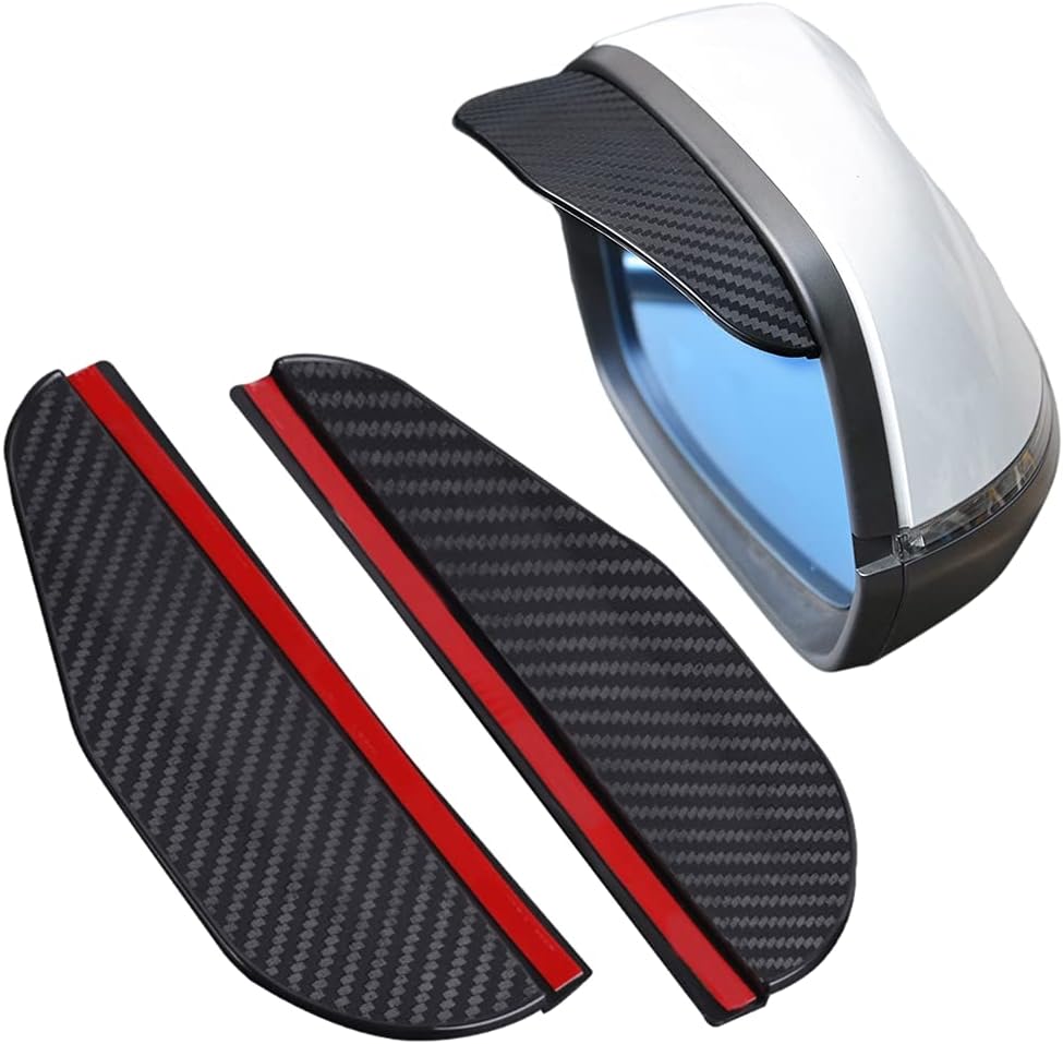 Carbon fibre car side mirror rain covers pair — view 2