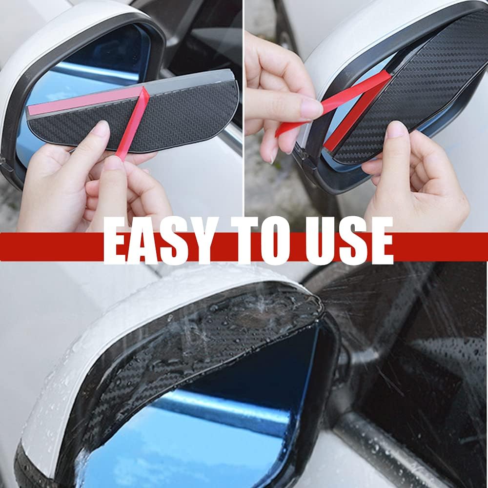 Carbon fibre car side mirror rain covers pair — view 5