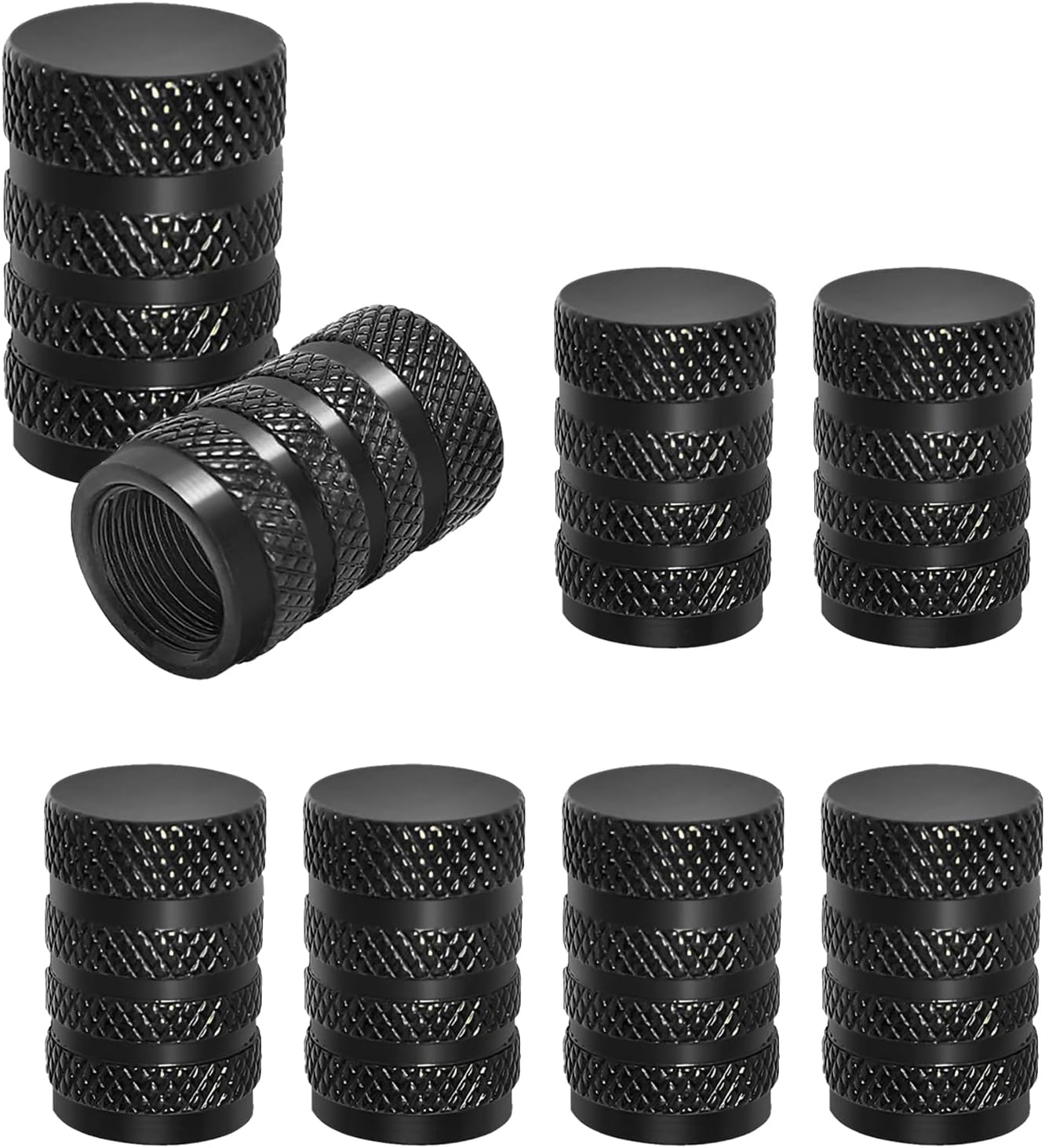 Black aluminium tyre valve caps 8 pack — view 2