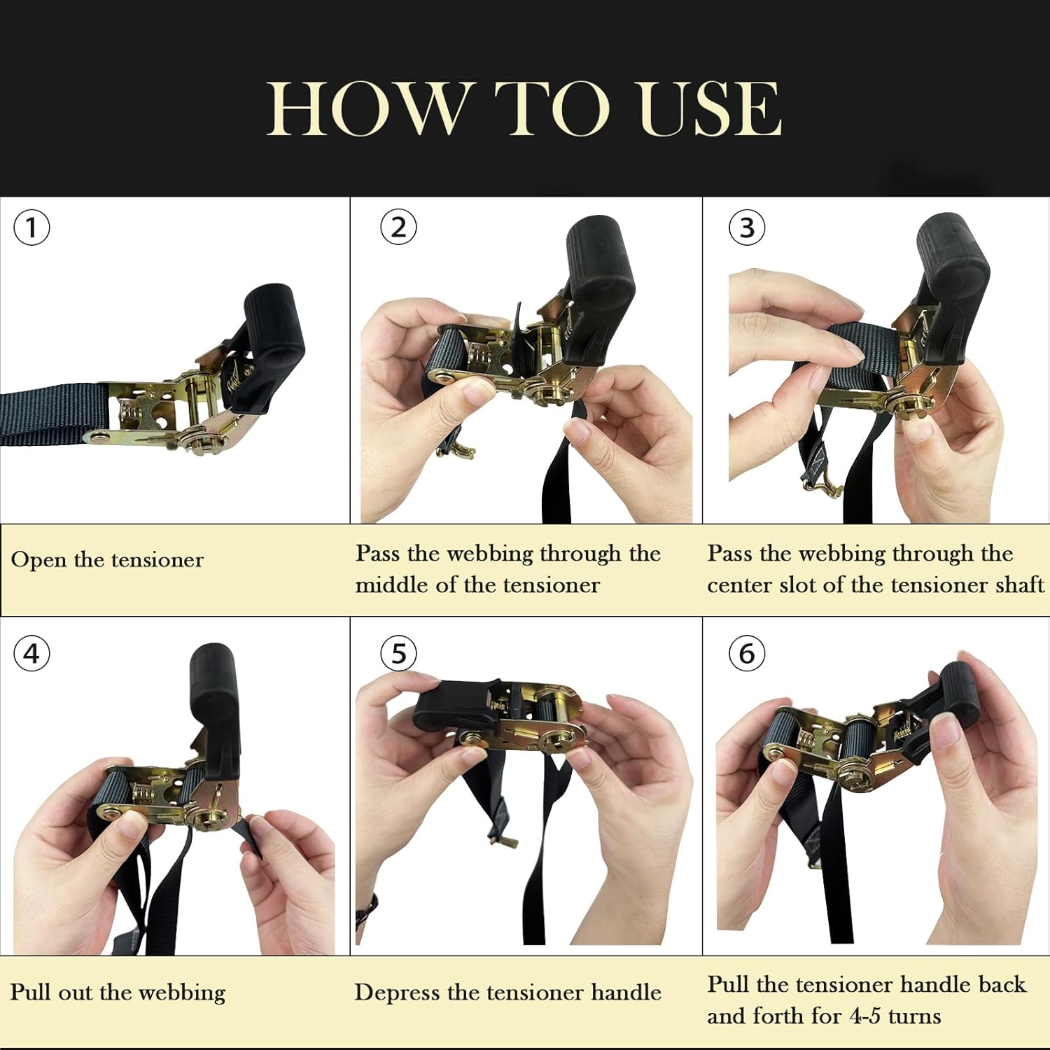 Ratchet tie down straps 800kg 2 pack — view 6