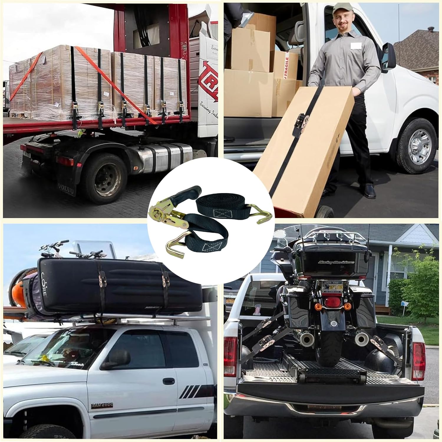 Ratchet tie down straps 800kg 2 pack — view 7