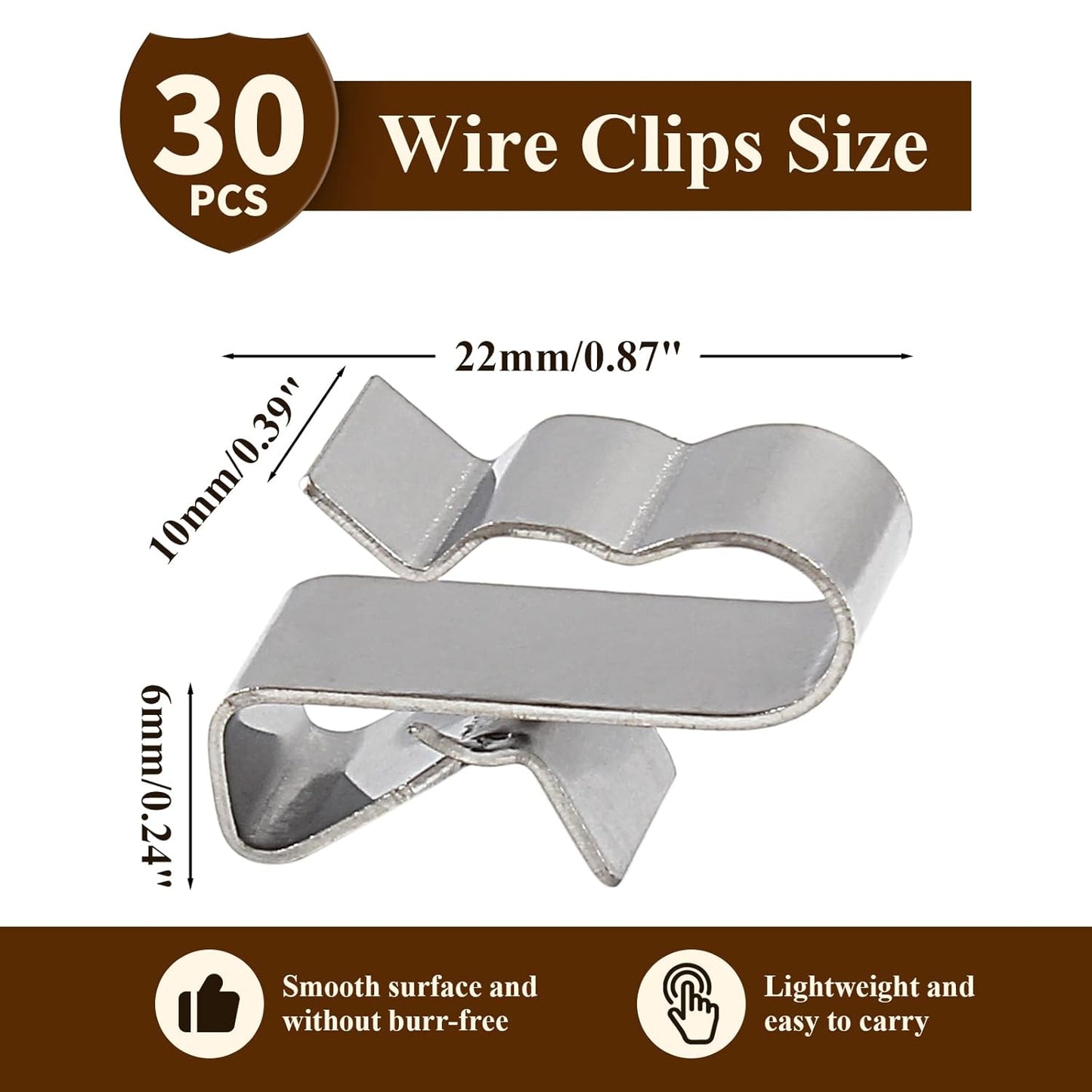 Biaungdo 30 piece stainless steel wire clips — view 3