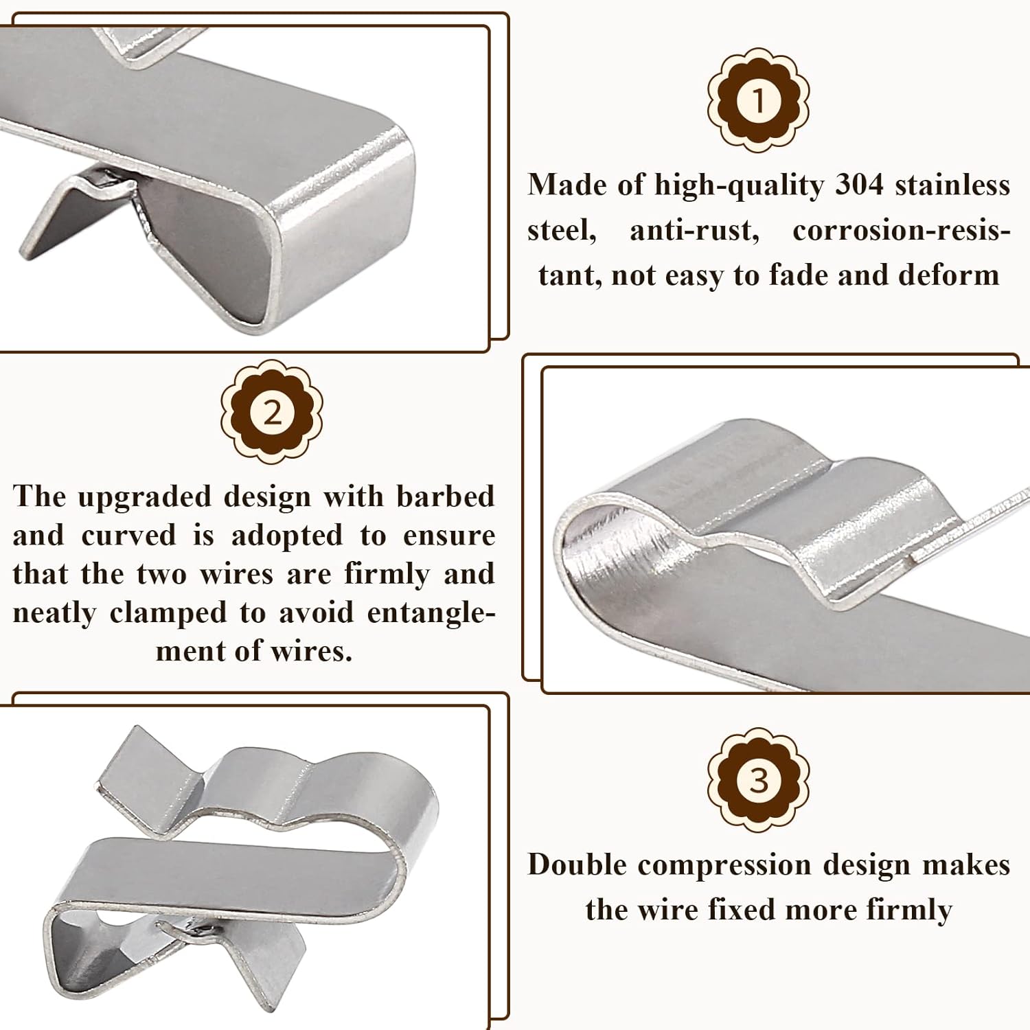 Biaungdo 30 piece stainless steel wire clips — view 4