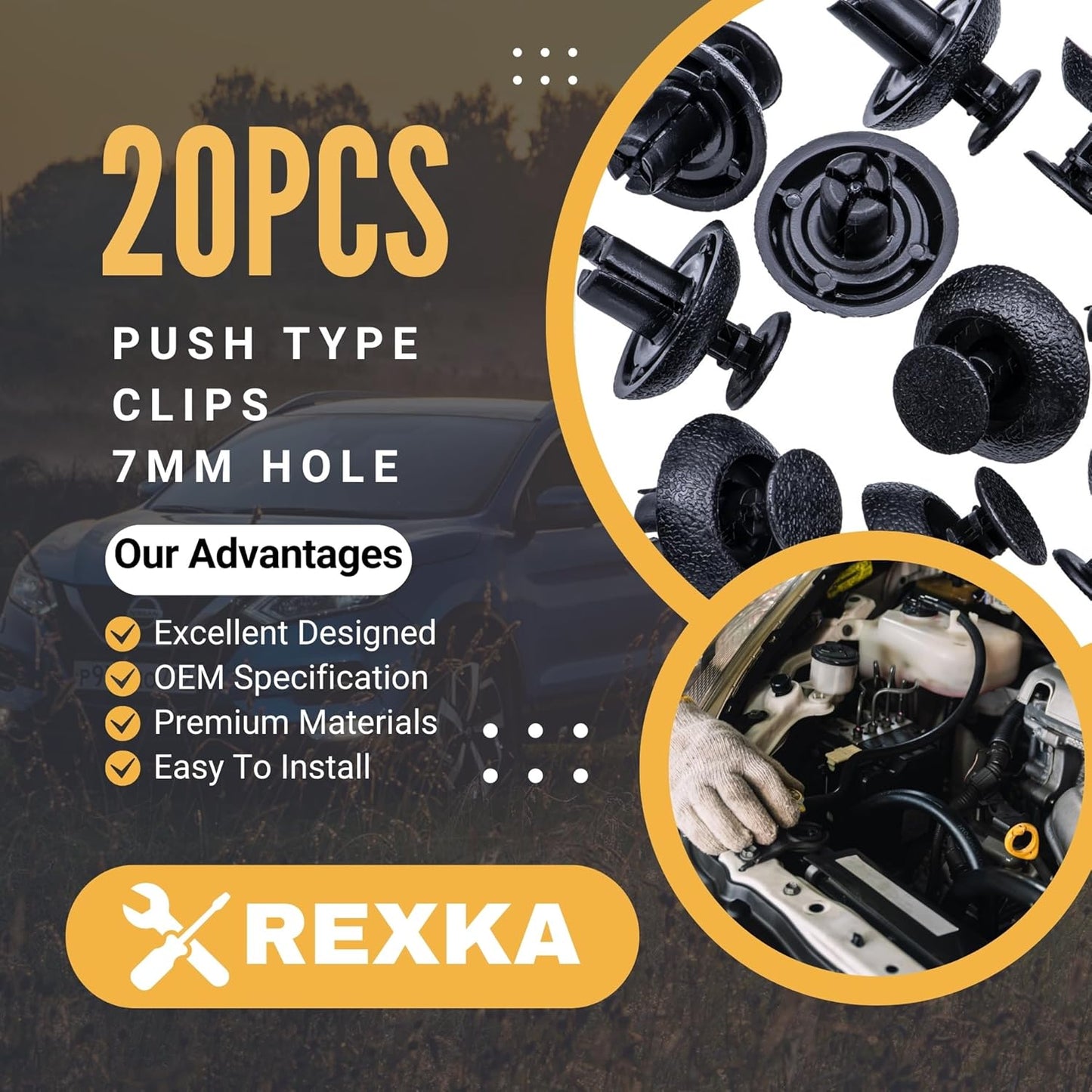 Rexka 20 piece Toyota engine cover clips — view 3