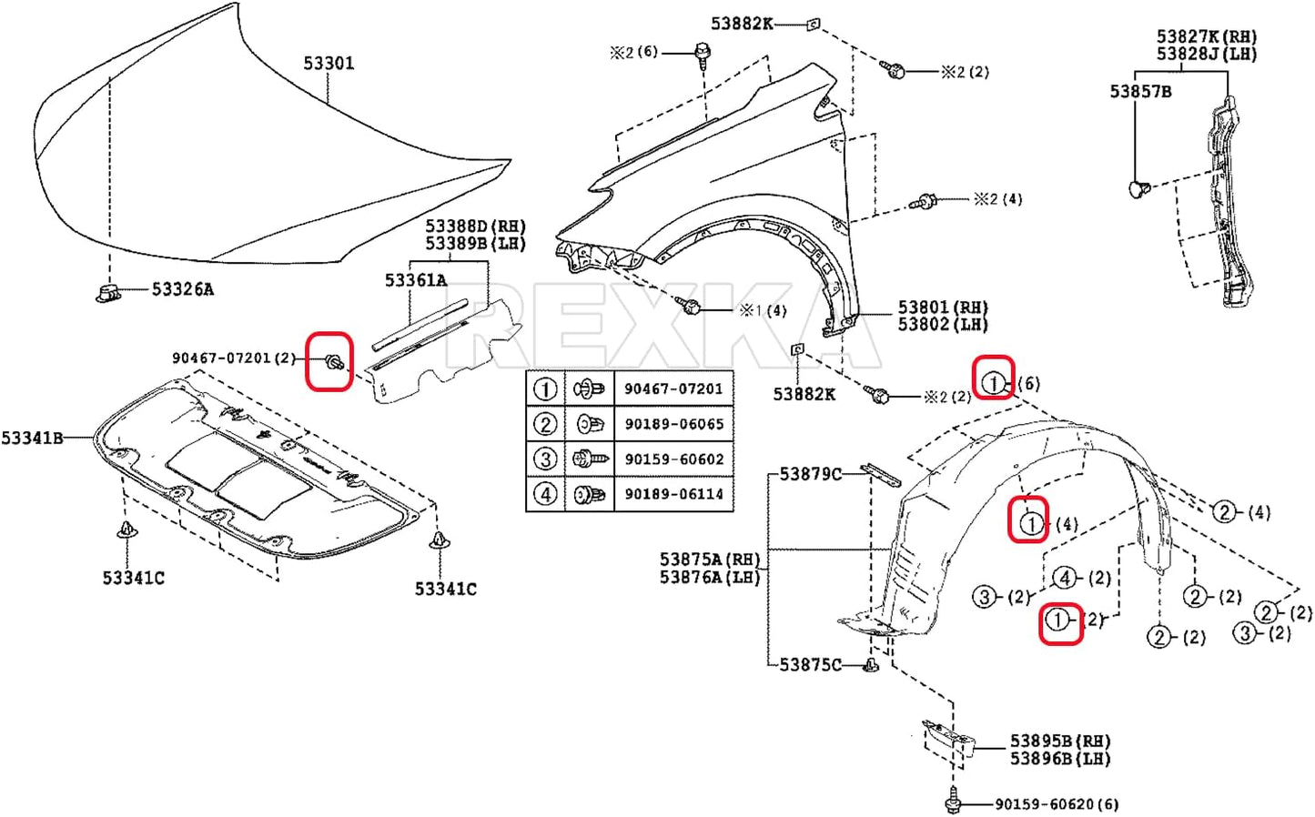 Rexka 20 piece Toyota splash shield clips — view 6