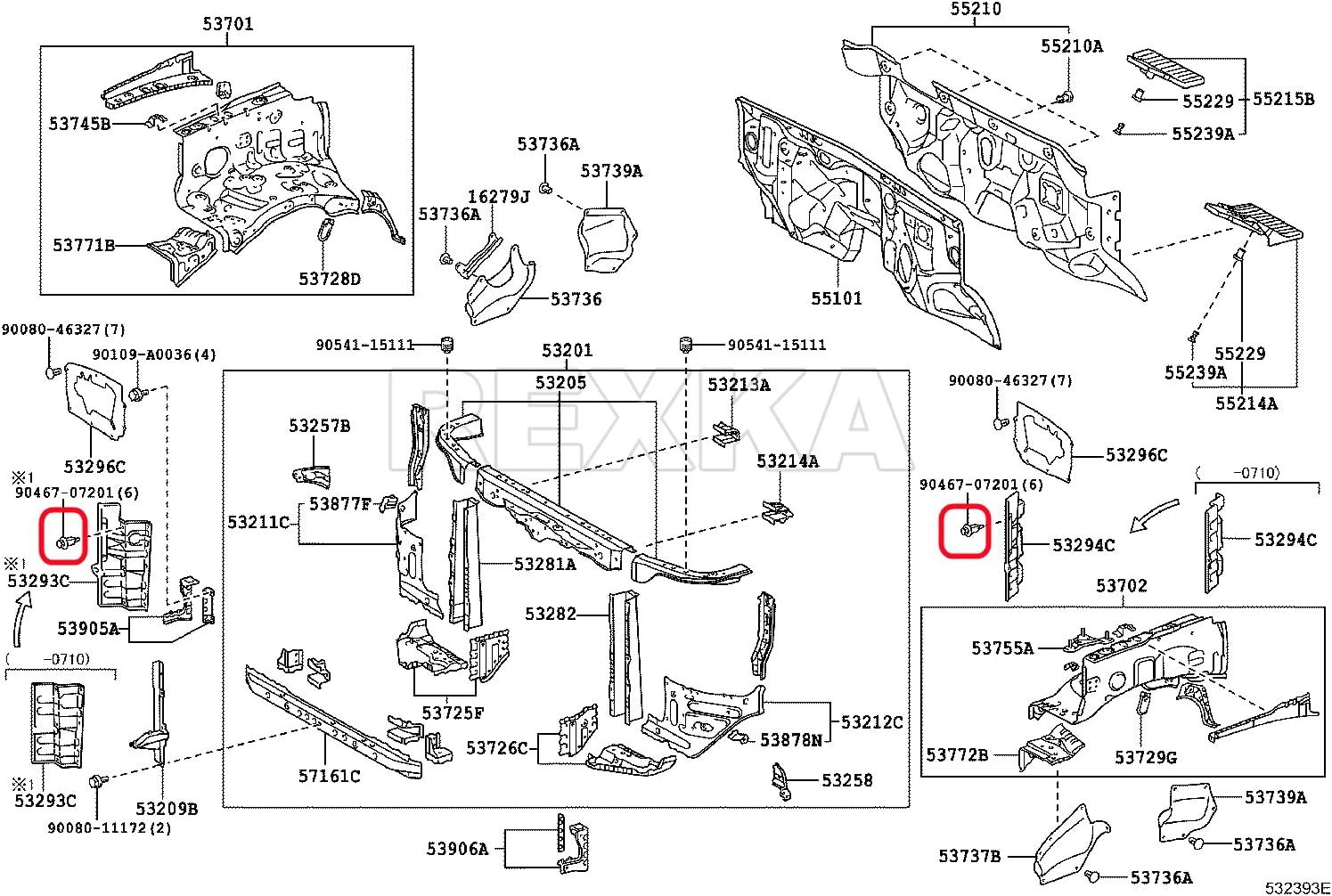 Rexka 20 piece Toyota splash shield clips — view 7