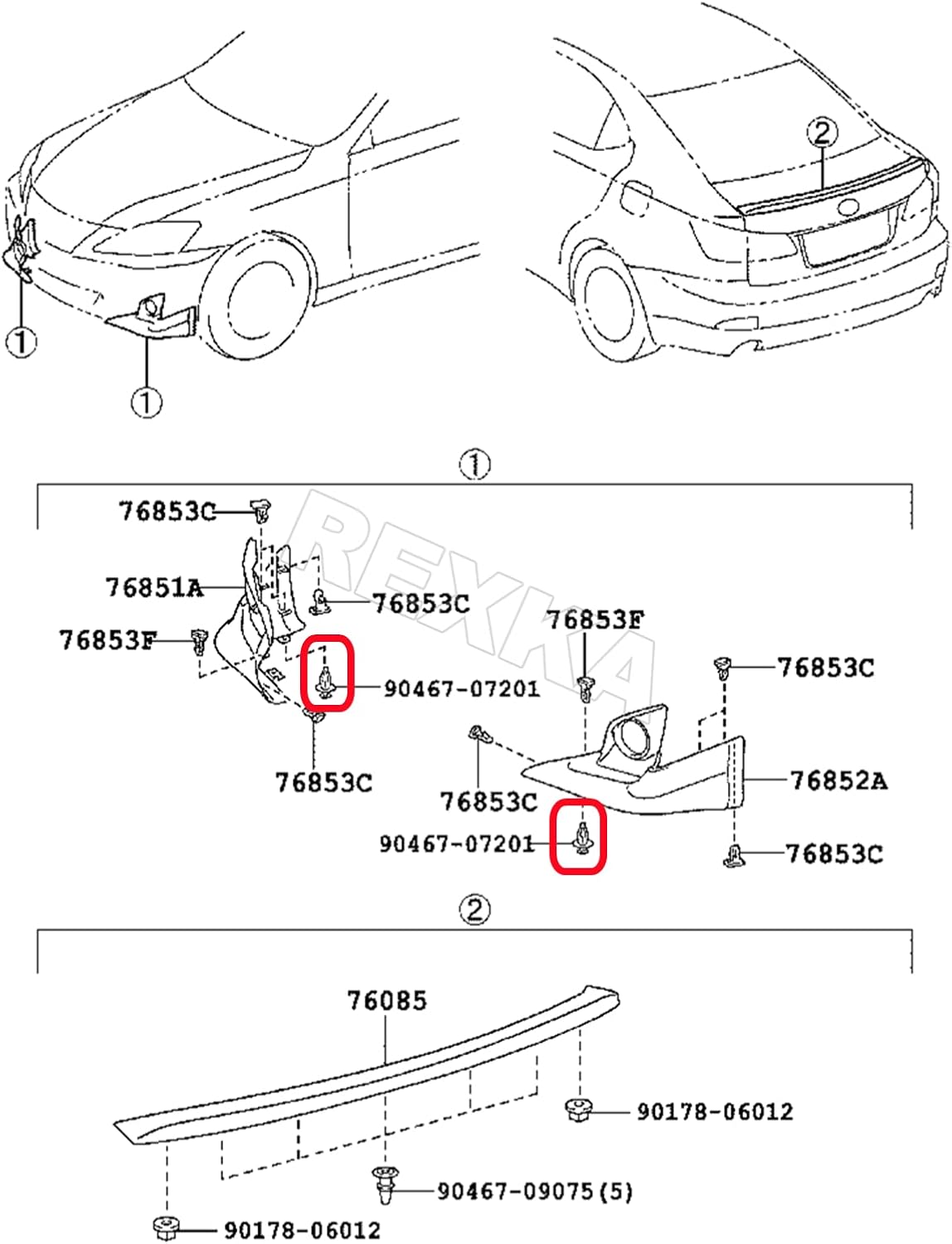 Rexka 20 piece Toyota splash shield clips — view 9
