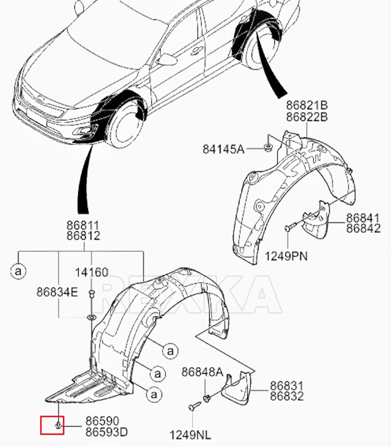 Rexka 20 piece Hyundai Kia fender liner clips — view 6