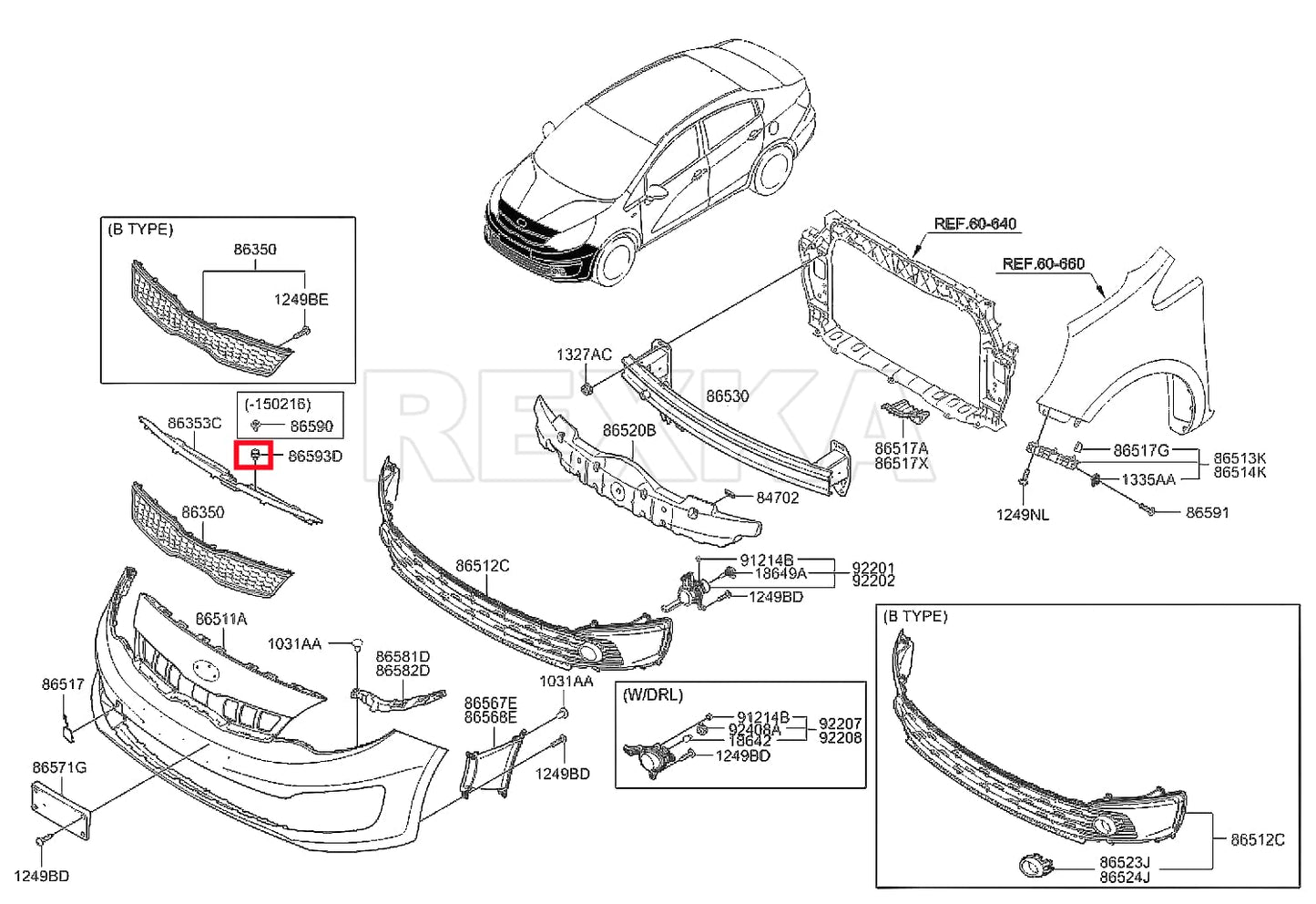 Rexka 20 piece Hyundai Kia fender liner clips — view 8
