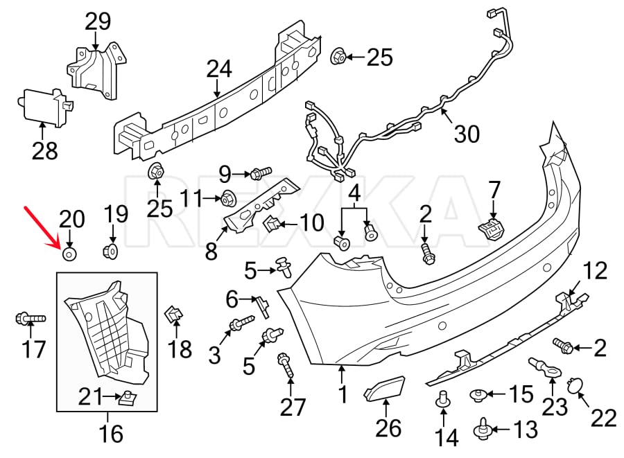 Rexka 10 piece Mazda fender liner rivets — view 6