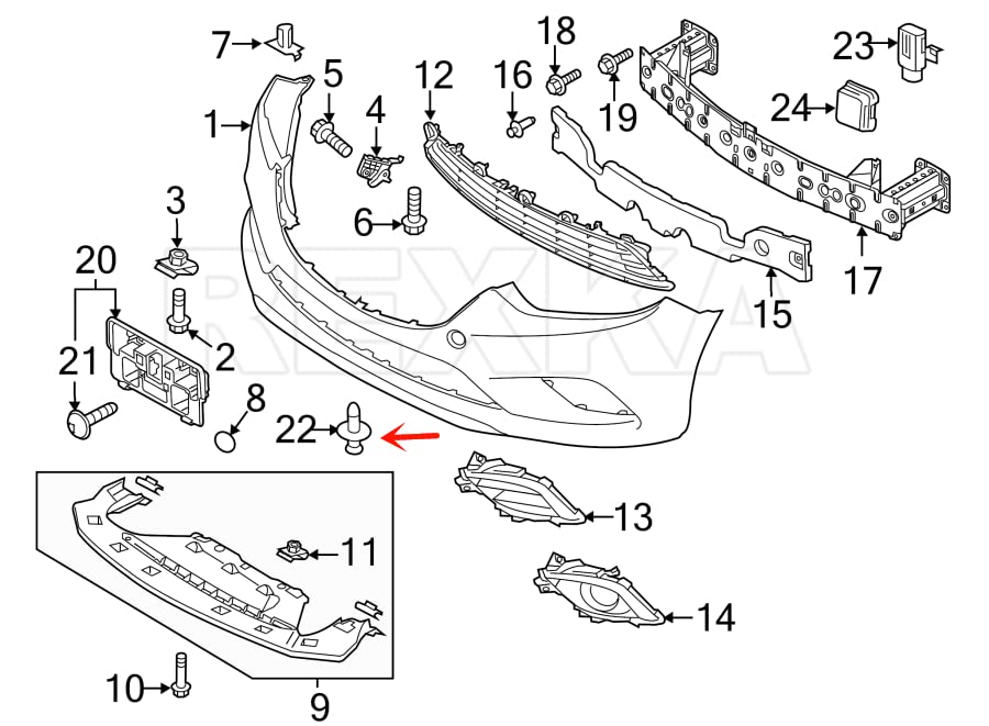 Rexka 10 piece Mazda fender liner rivets — view 7