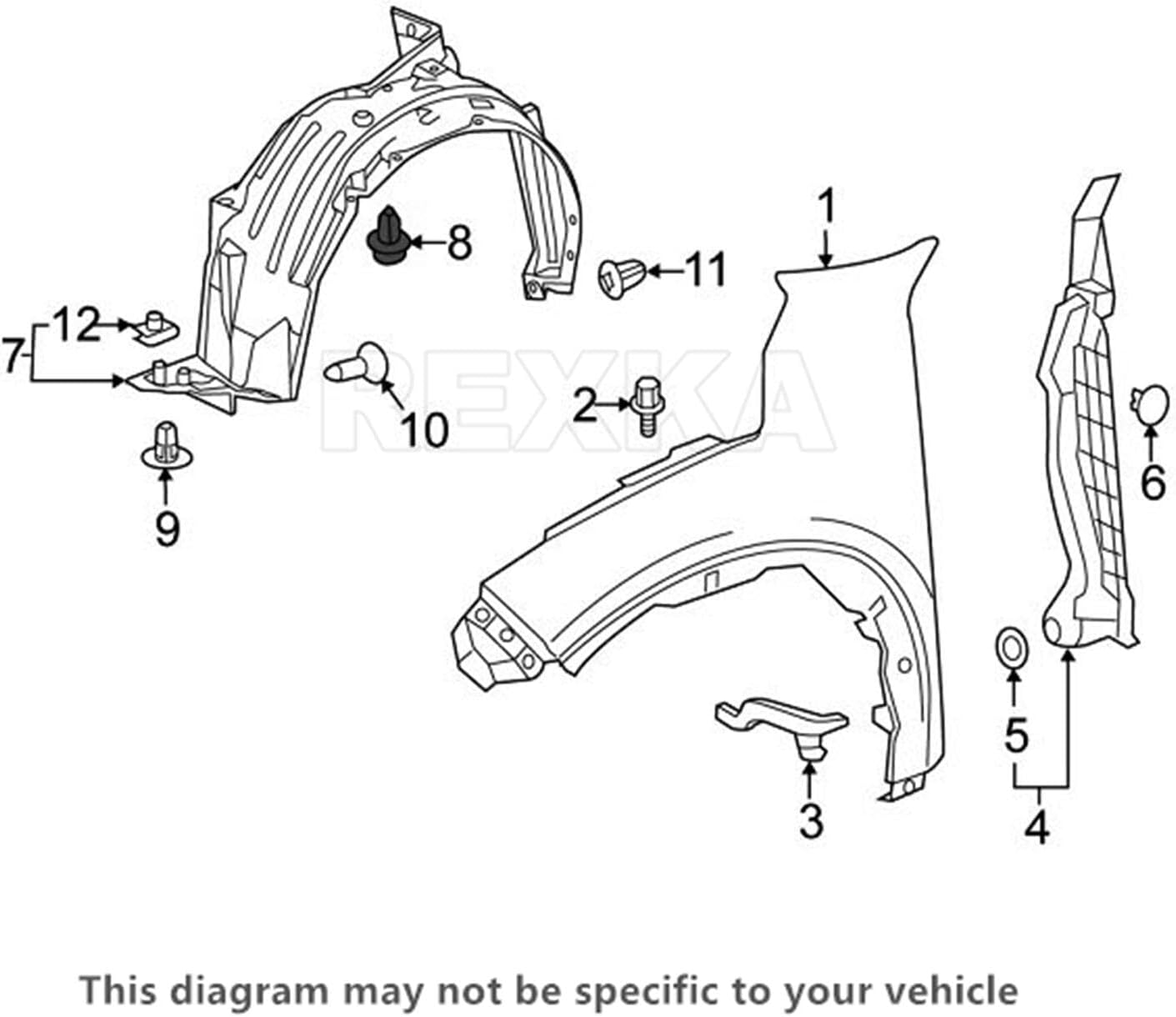 Rexka 20 piece Honda fender liner clips — view 6