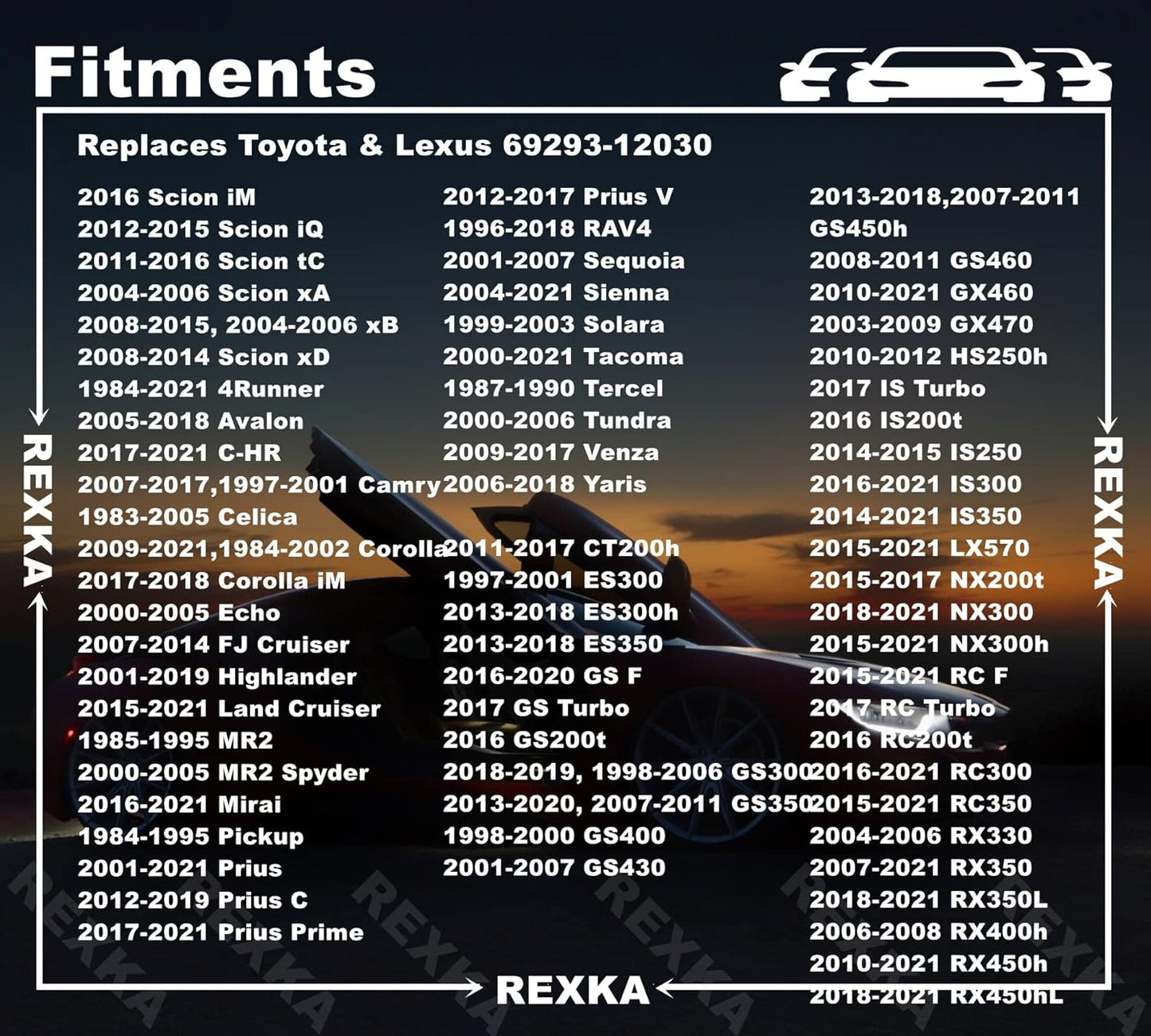 Rexka 5 set Toyota tailgate rod clips — view 5