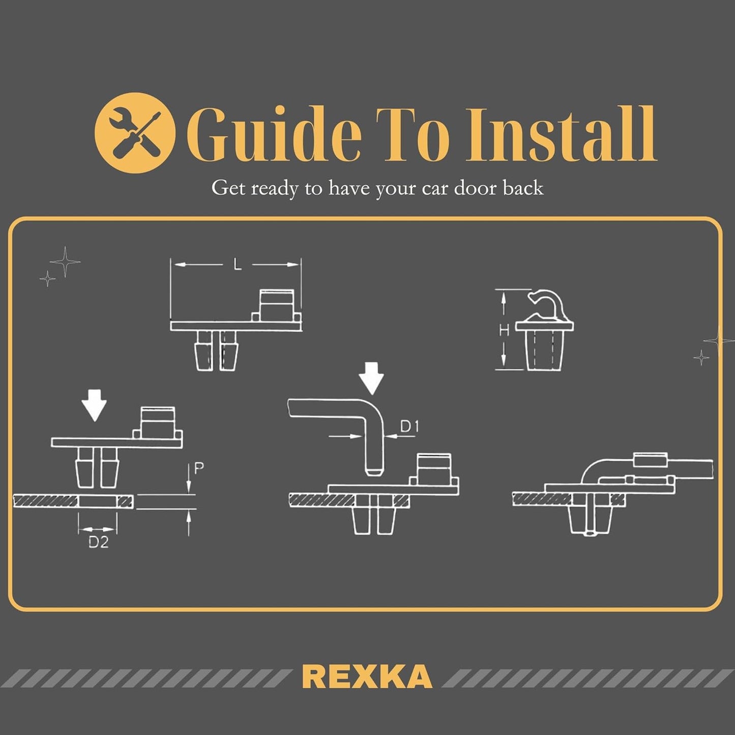 Rexka 5 set Toyota tailgate rod clips — view 7