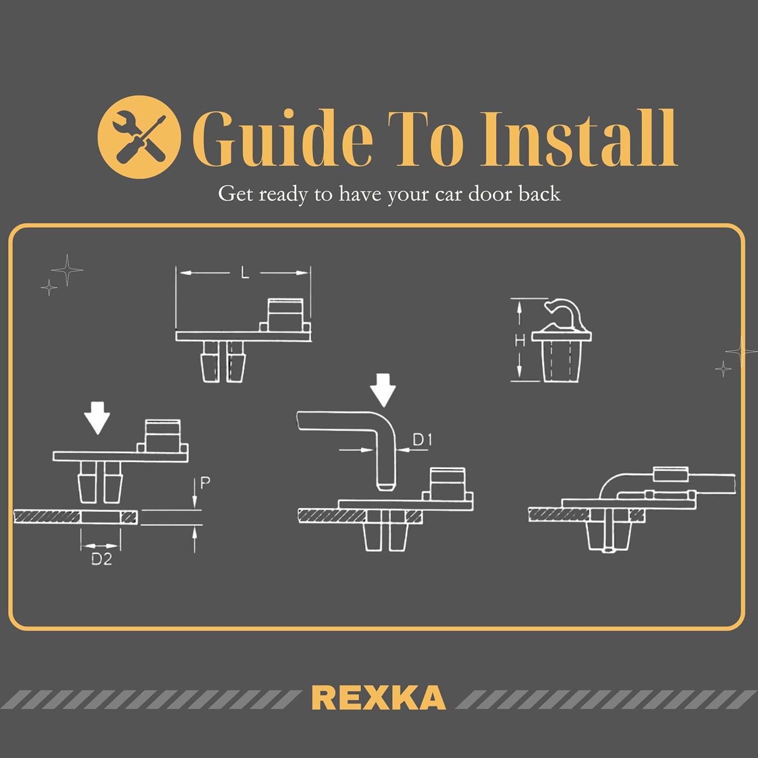 Rexka 5 set Toyota tailgate rod clips — view 7