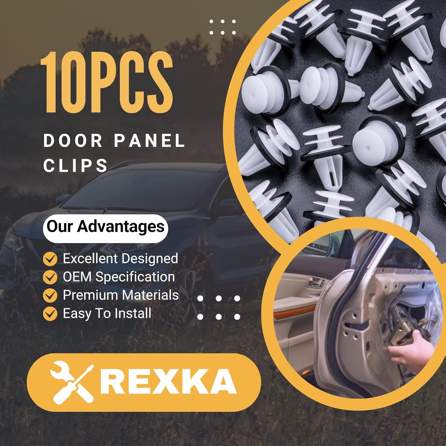 Rexka 10 piece Ford door trim clips — view 3