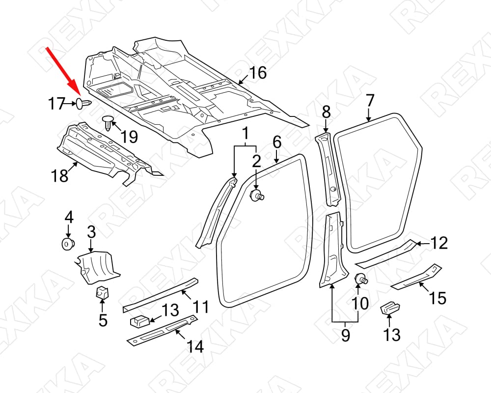 Rexka 10 piece Toyota hood insulation clips — view 9