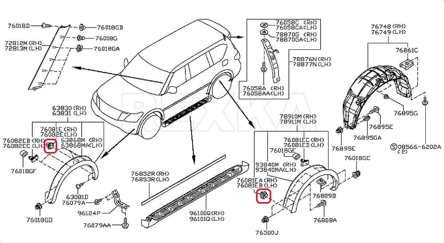 Rexka 10 piece Nissan fender flare clips — view 6