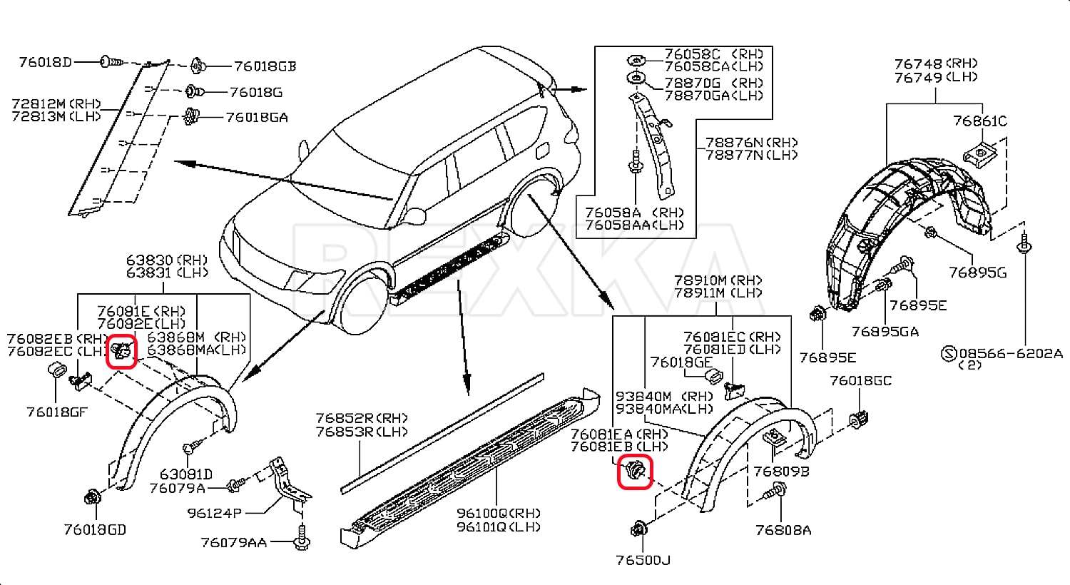 Rexka 10 piece Nissan fender flare clips — view 6