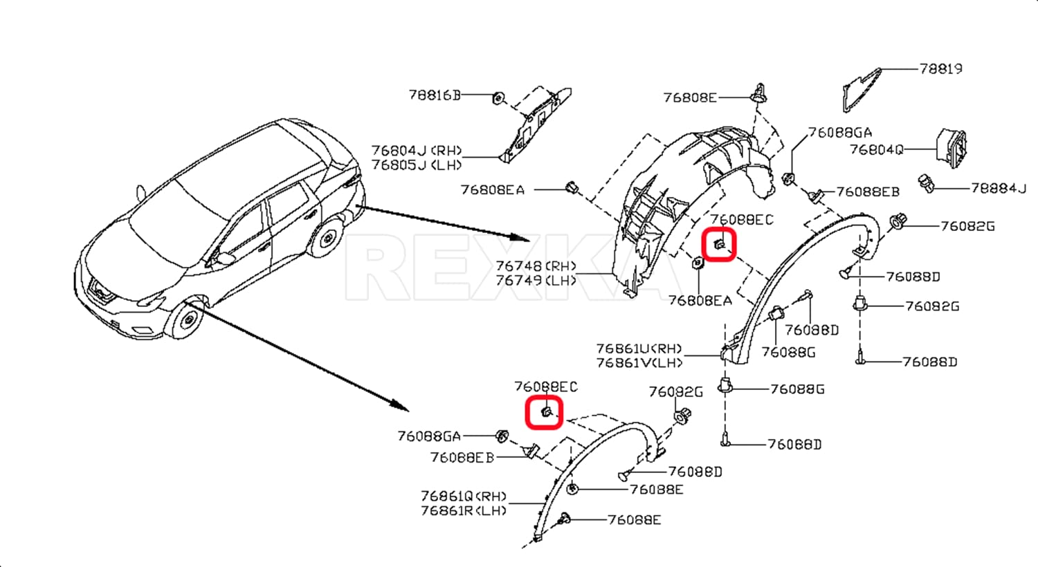 Rexka 10 piece Nissan fender flare clips — view 7