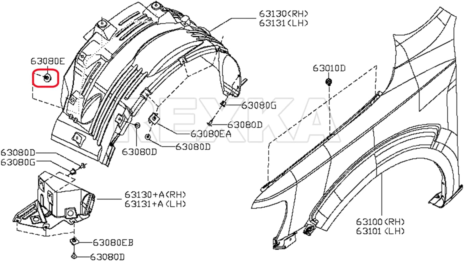 Rexka 20 piece Nissan fender grille clips — view 6