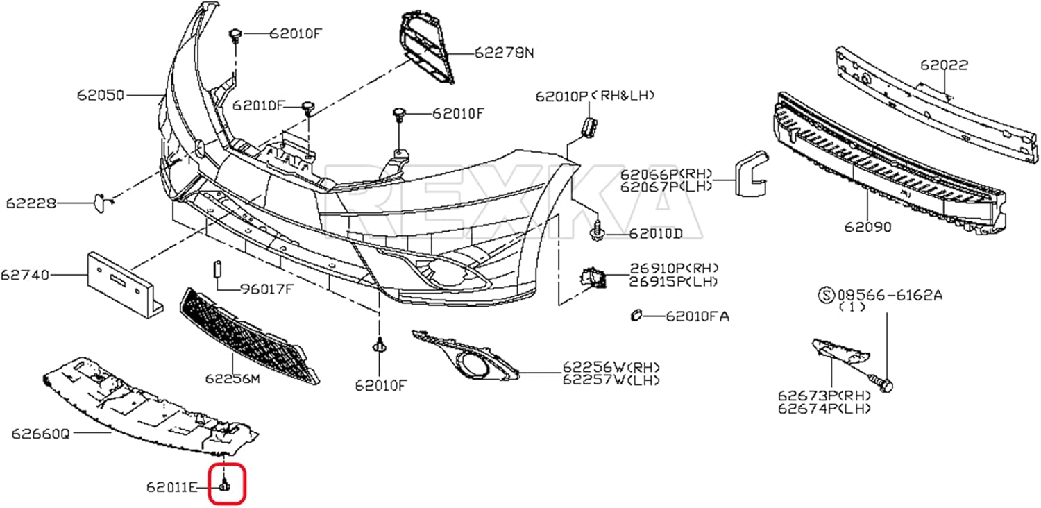Rexka 20 piece Nissan fender grille clips — view 7