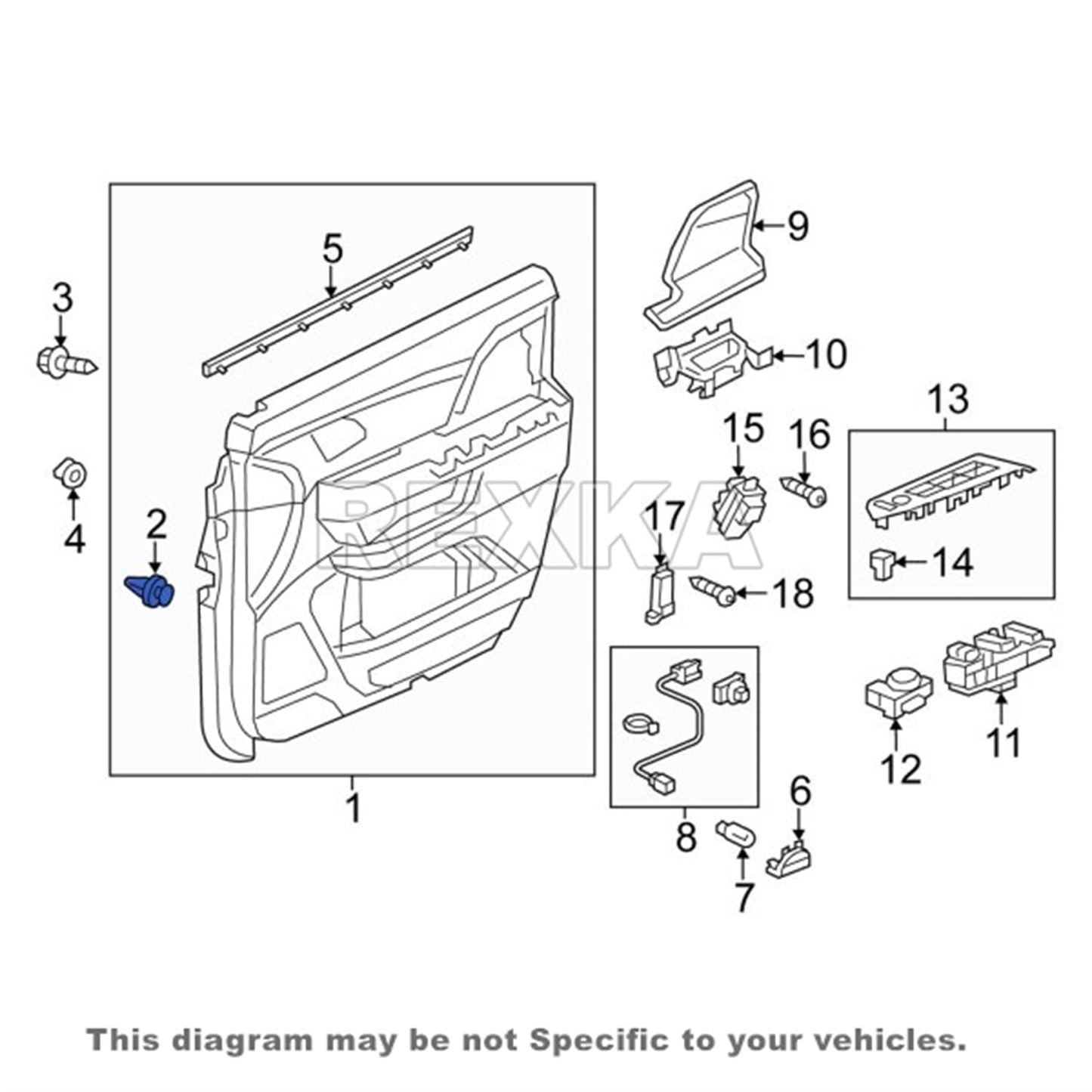 Rexka 15 piece Honda door panel clips — view 6