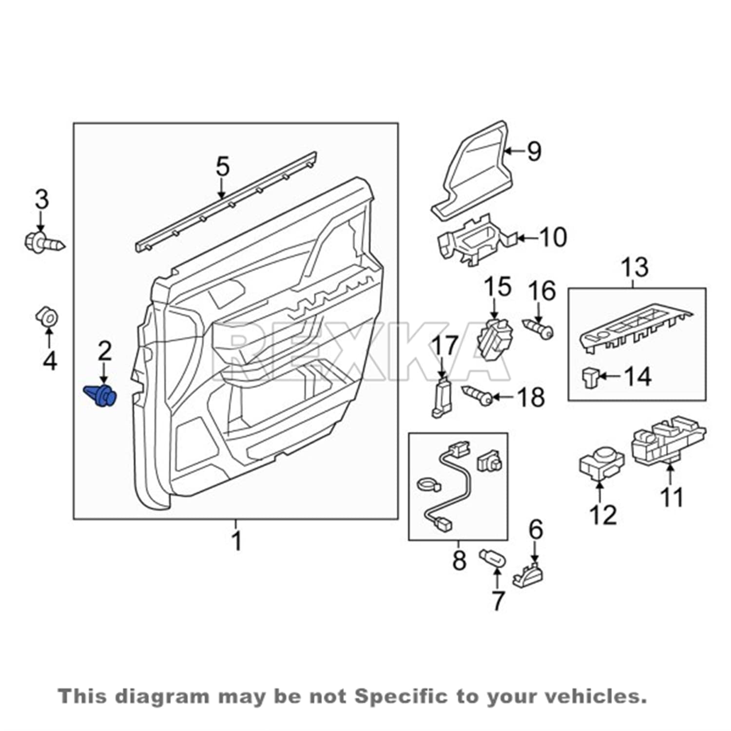 Rexka 15 piece Honda door panel clips — view 6