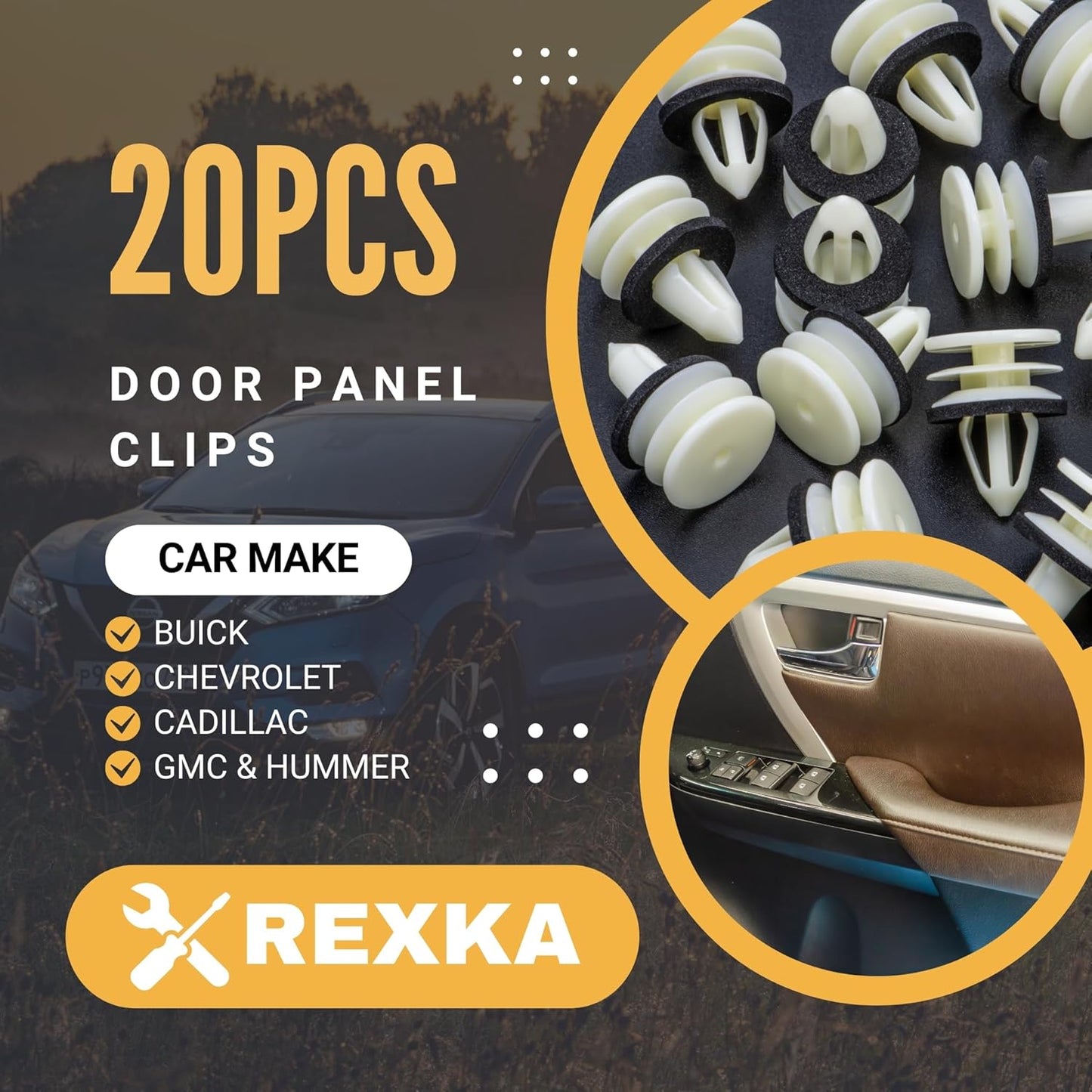 Rexka 20 piece GM Ford door trim clips — view 3