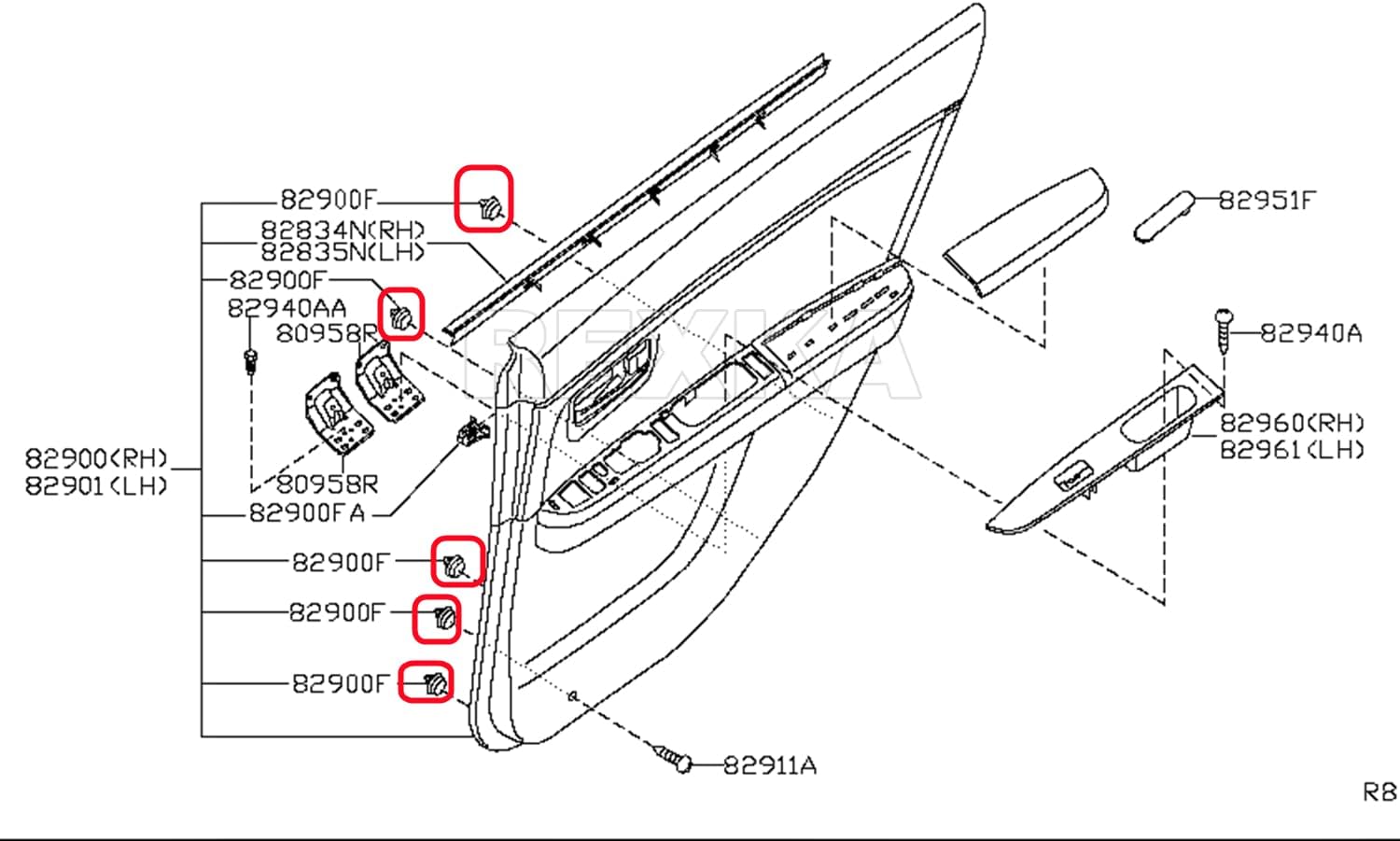 Rexka 10 piece Nissan door trim clips — view 6