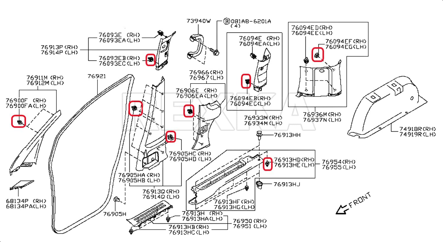 Rexka 10 piece Nissan door trim clips — view 8