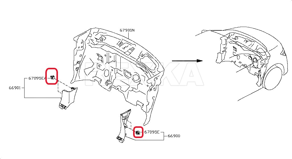 Rexka 10 piece Nissan door trim clips — view 9