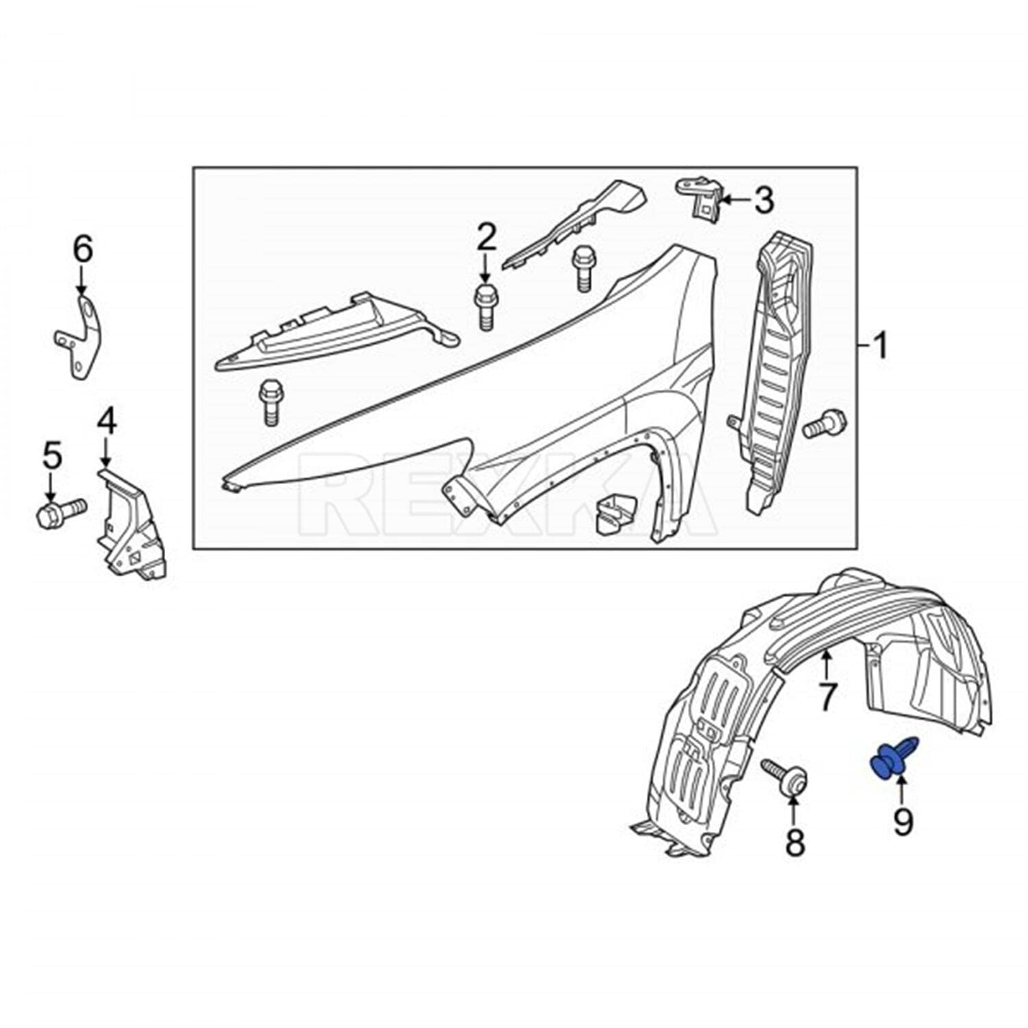 Rexka 10 piece GM Chrysler fender clips — view 8