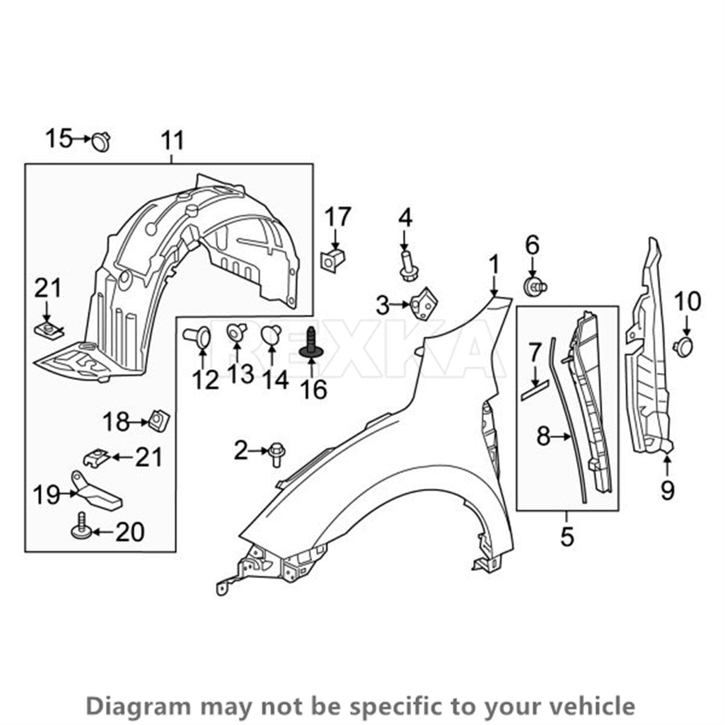 Rexka 10 piece Honda splash shield screws — view 7