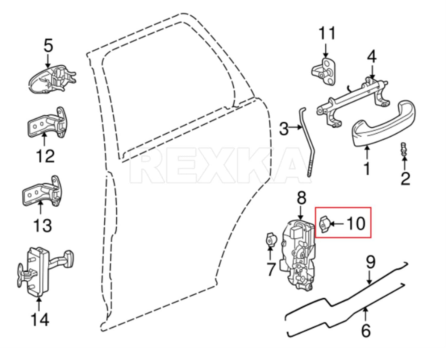 Rexka 10 piece GM Ford door lock rod clips — view 7